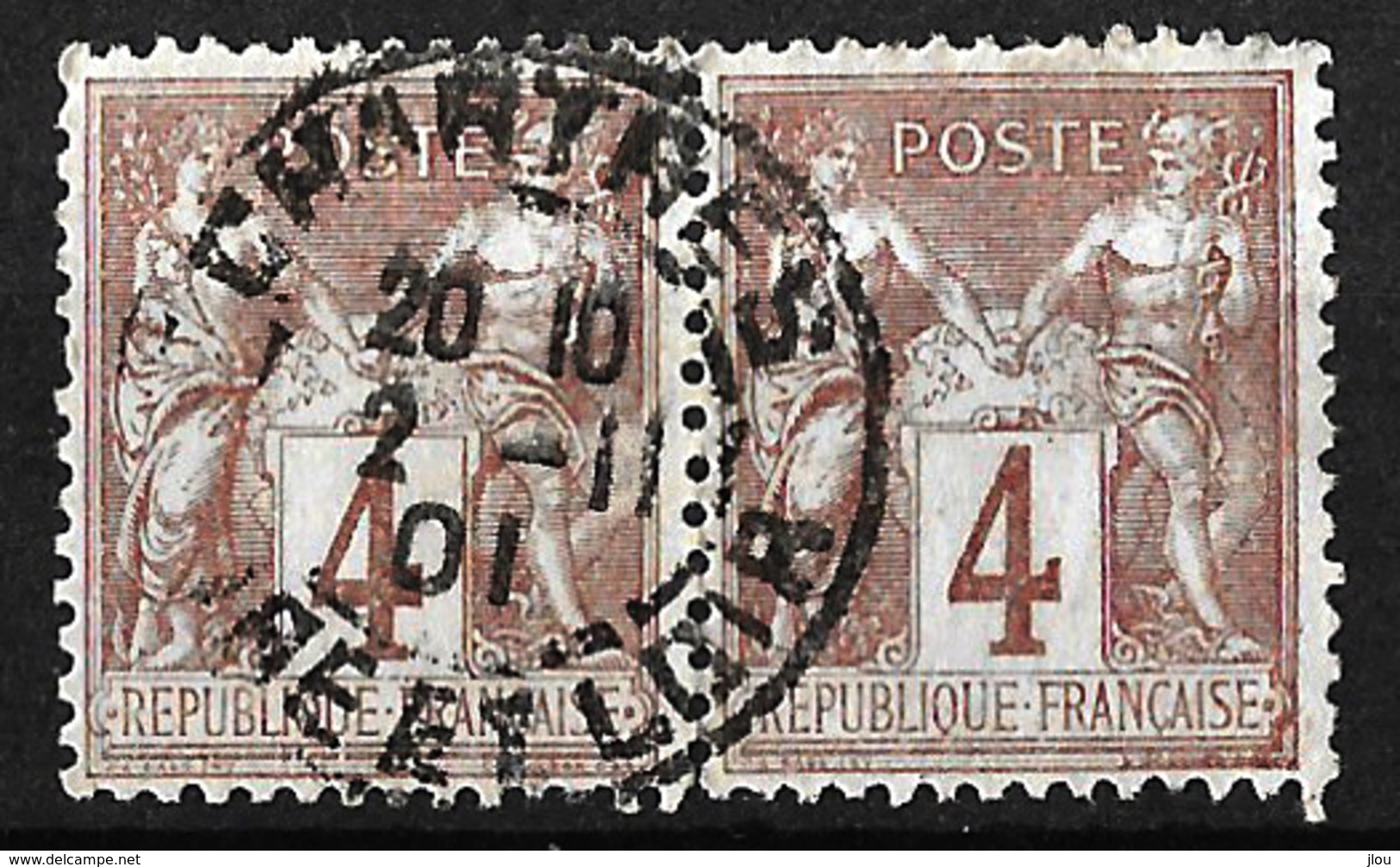 Paire De Sage 4c Oblitération Chartres Novembre 1901. TB - 1898-1900 Sage (Type III)