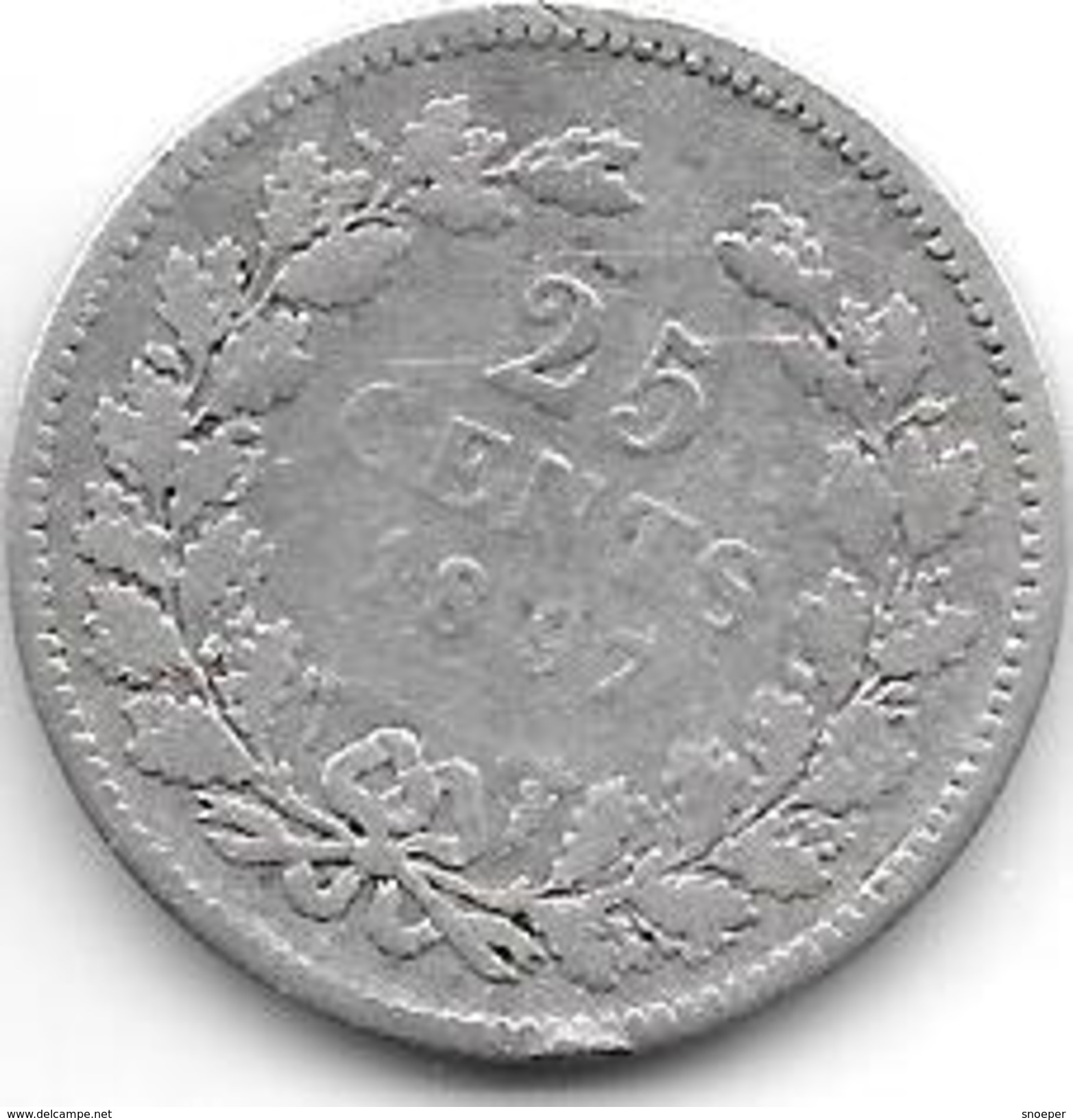 *netherlands 25 Cents 1897  Km 115 - 25 Centavos