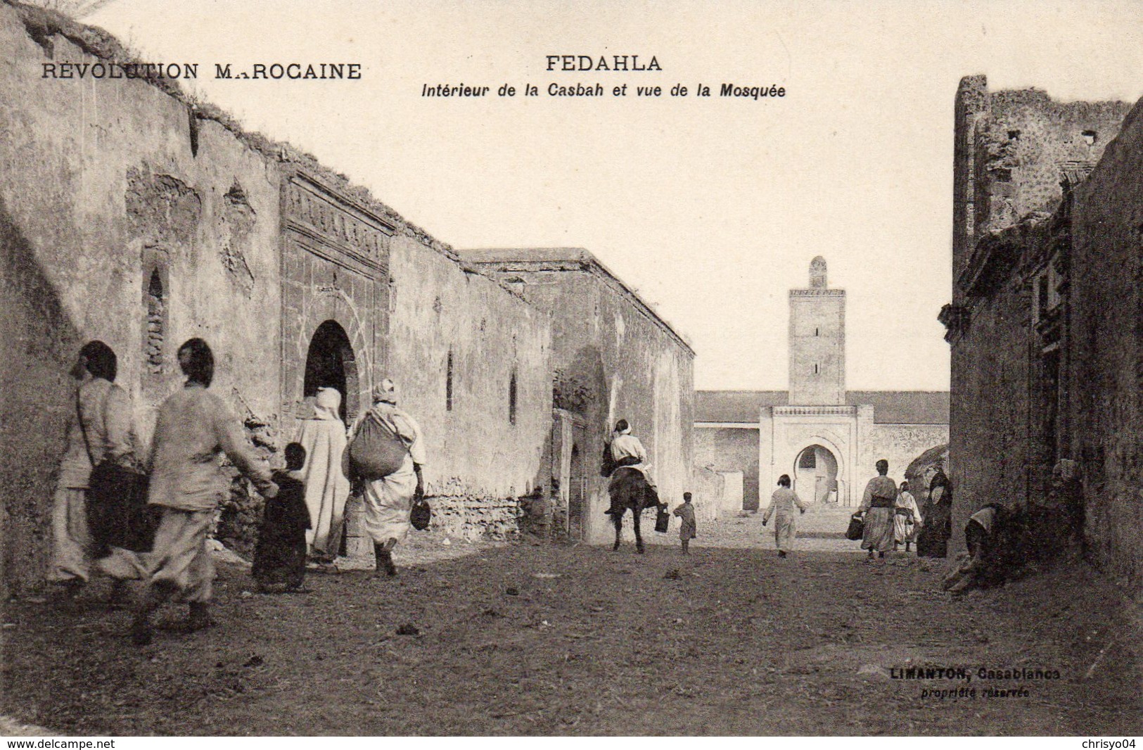 74Db  Maroc Fedahla Fedalah Interieur De La Casbah Et Vue De La Mosquée (pas Courante) - Autres & Non Classés