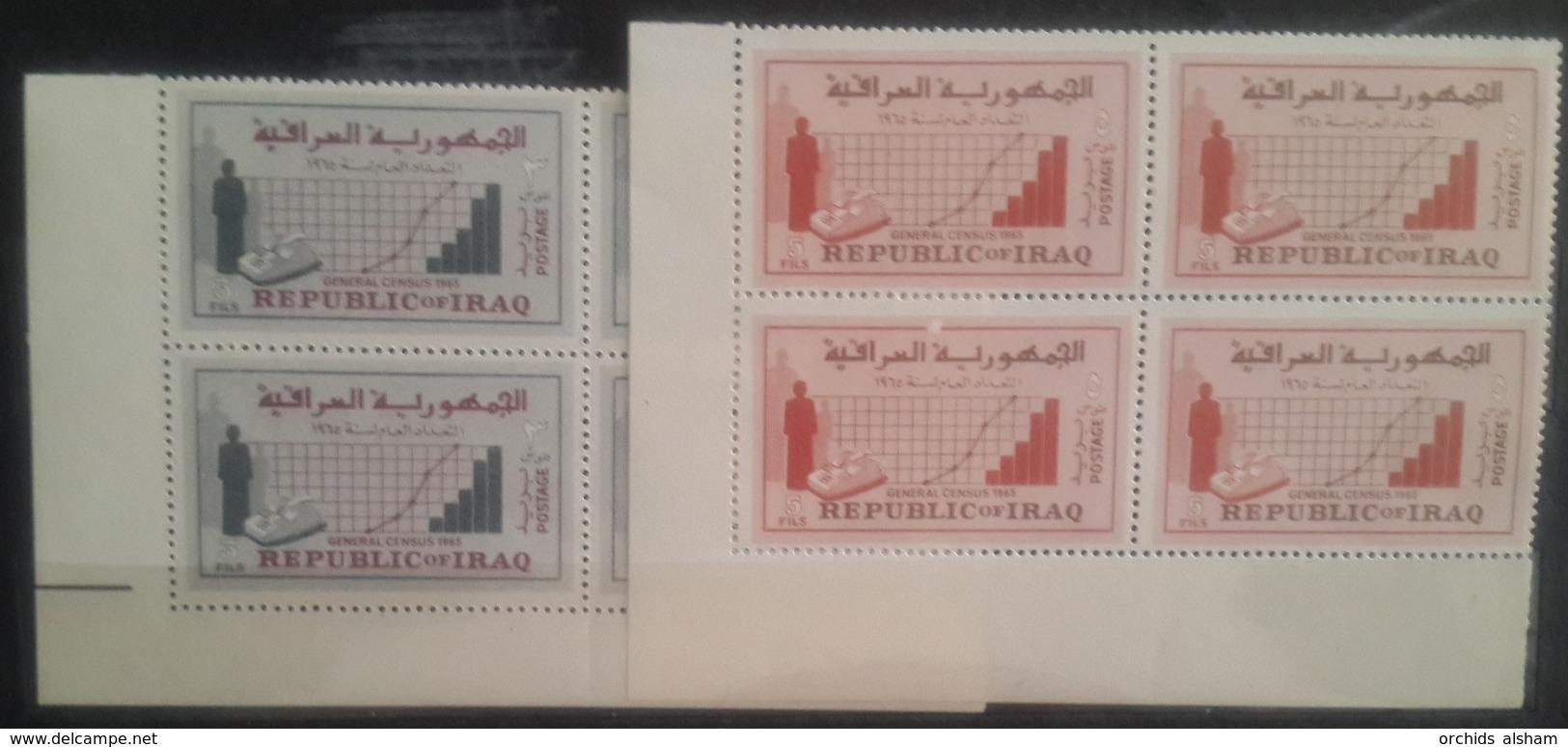 V25 - Iraq 1965 SG 701/702 National Census 3f & 5f MNH Blks/4 - Cv 6.5$ - Yemen