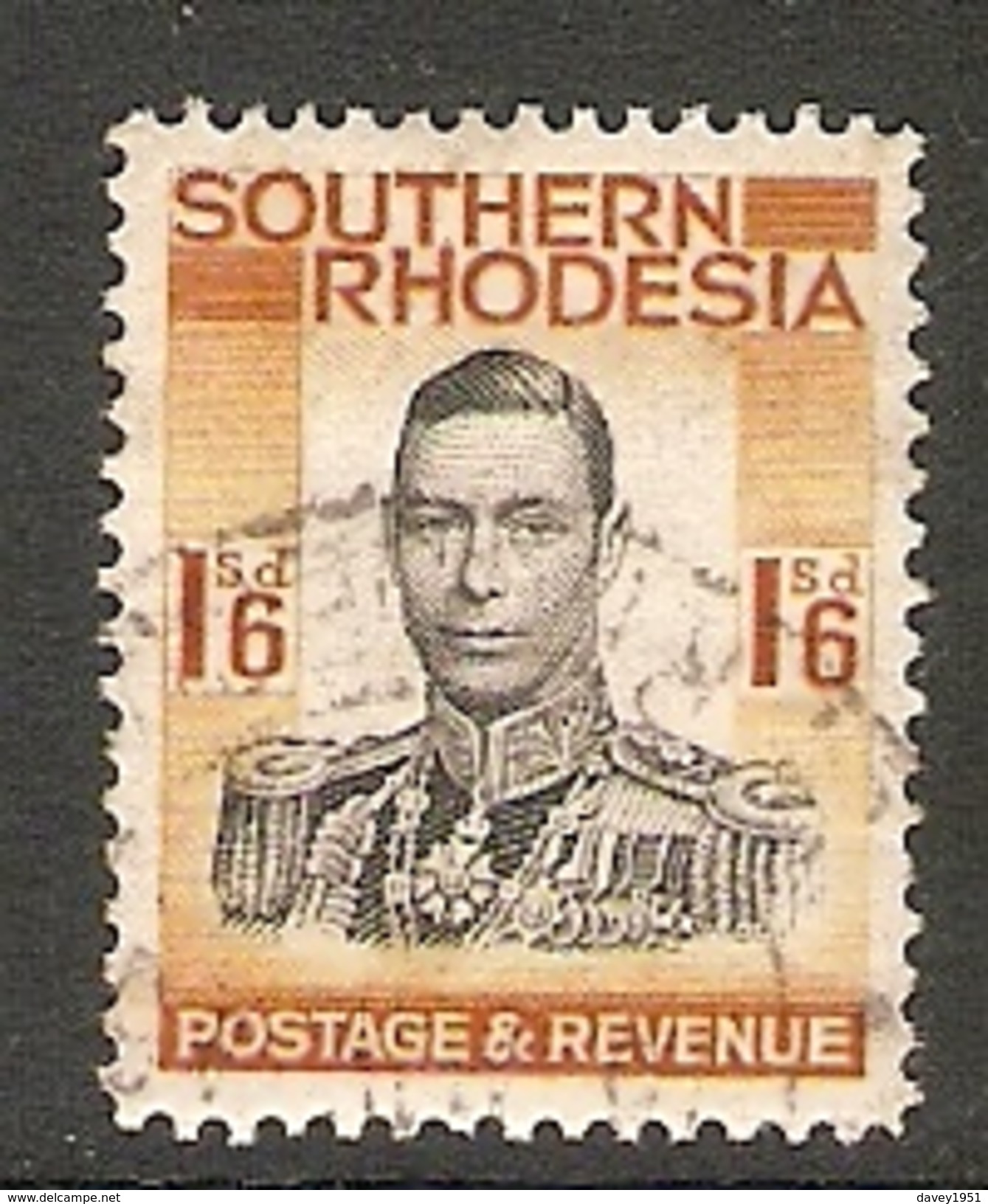 002979 Southern Rhodesia 1937 1/6d FU - Southern Rhodesia (...-1964)