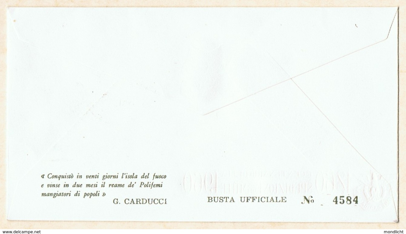 Italien, Erstagsbrief (First Day Cover) 1° Centenario Della Spedizione Dei Mille 1860-1960. - FDC