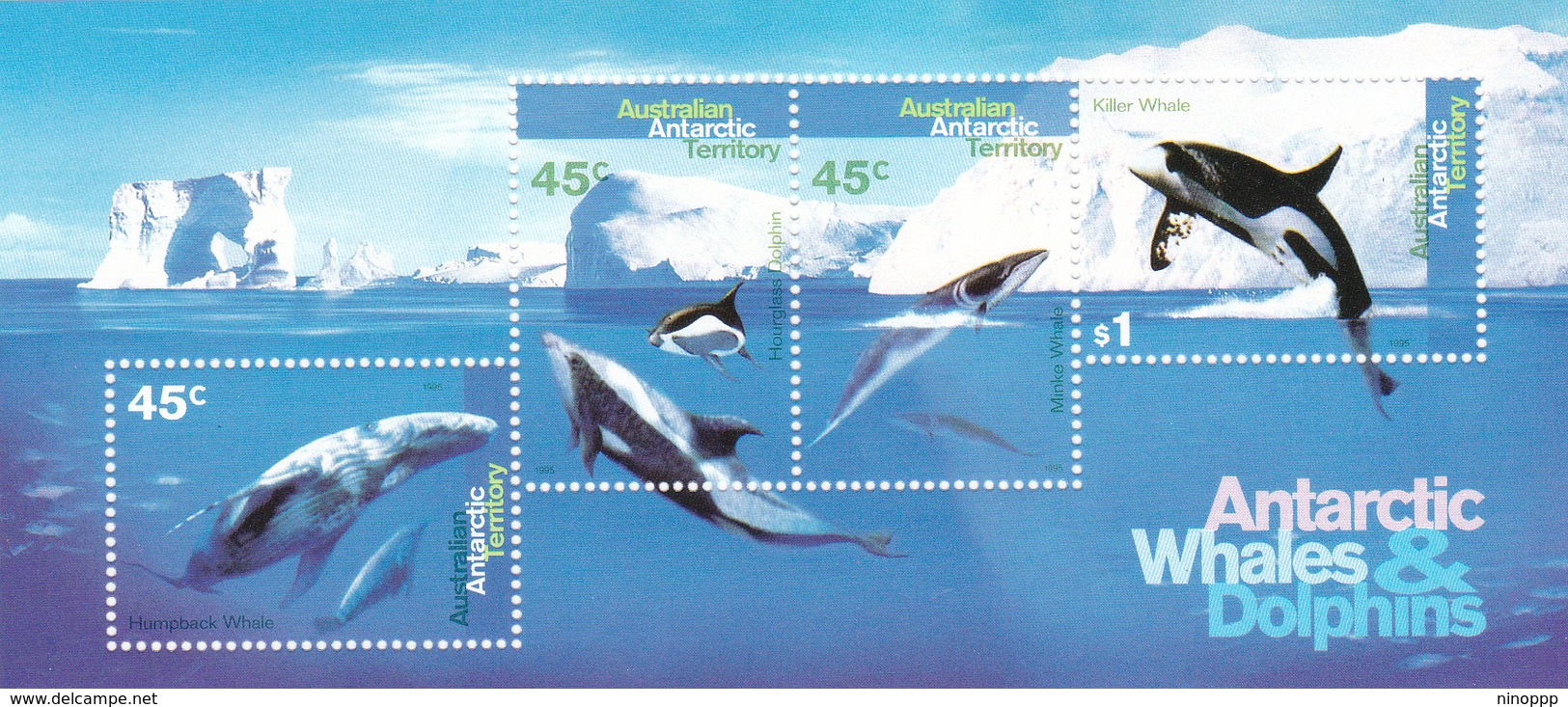 Australian Antarctic Territory  ASC 104MS 1995 Whales And Dolphins Miniature Sheet Mint Never Hinged - Unused Stamps