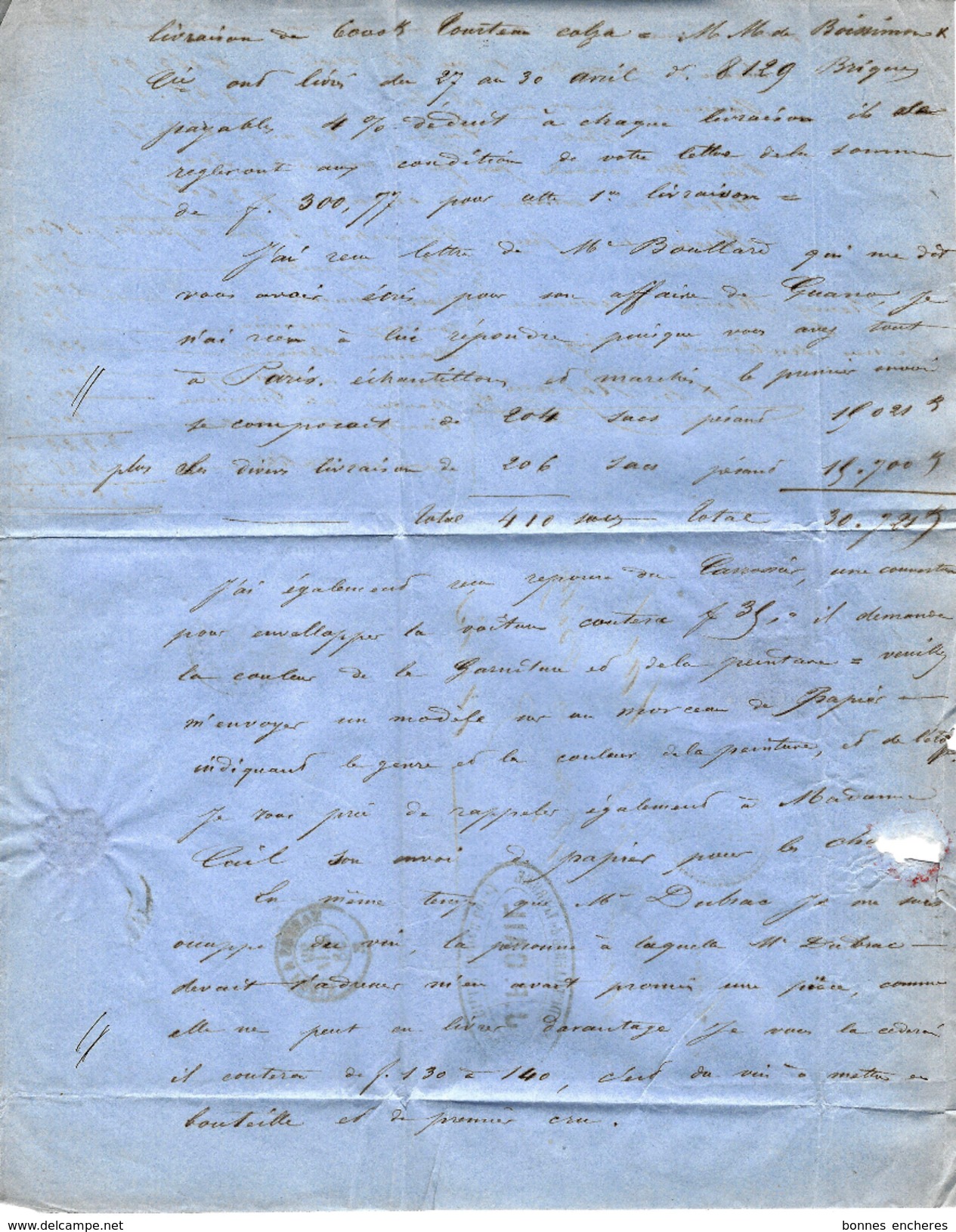 1858 LETTRE D AFFAIRES "SUCRE ET DISTILLERIE DE LA BRICHE" Rillé Et Hommes (indre Et Loire) VOIR SCANS+HISTORIQUE - Documents Historiques