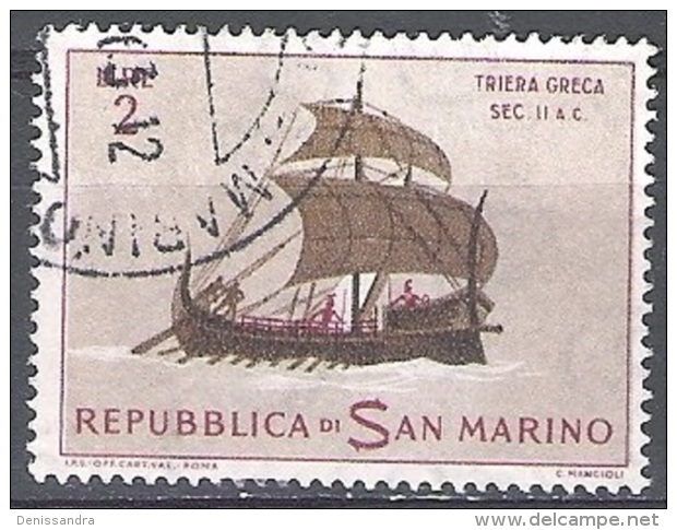 San Marino 1963 Michel 751 O Cote (2006) 0.10 Euro Voilier Grèce Cachet Rond - Oblitérés