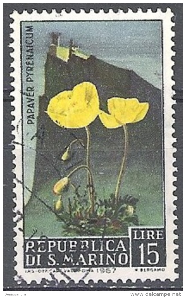 San Marino 1967 Michel 882 O Cote (2006) 0.10 Euro Fleur Pavot Jaune Des Pyrénées Cachet Rond - Oblitérés