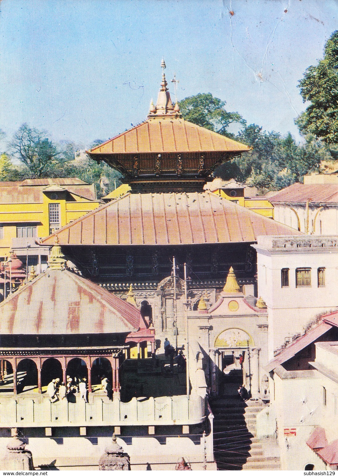 NEPAL 1984 PICTURE POST CARD, COMMERCIALLY MAILED TO INDIA - LORD PASHUPATINATH TEMPLE - Nepal