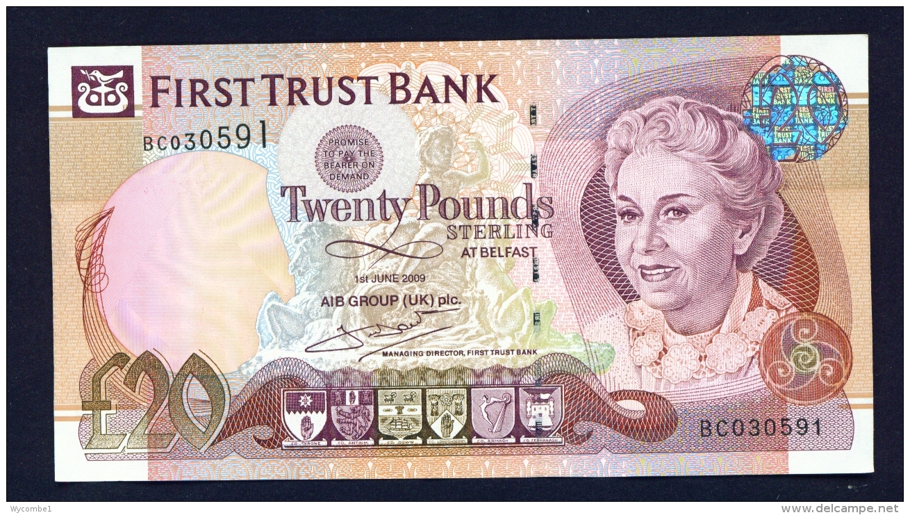 NORTHERN IRELAND  -  1/6/09  First Trust Bank  &pound;20  Circulated  Clean With No Major Folds Or Creases - 20 Pounds