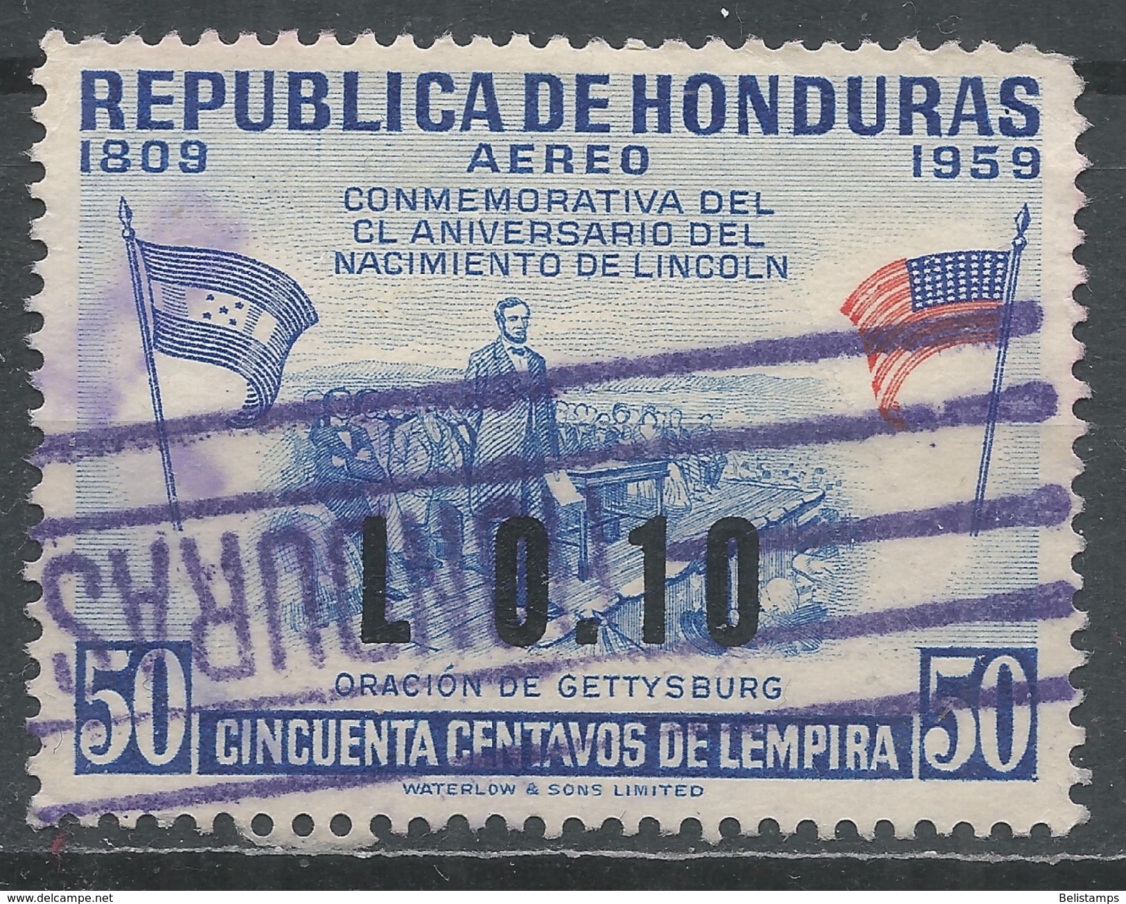 Honduras 1964. Scott #C318 (U) Abraham Lincoln, Gettysburg Address - Honduras