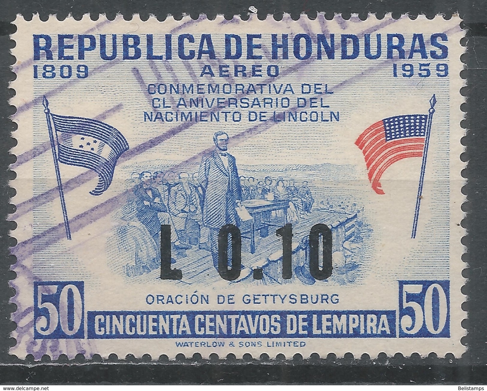 Honduras 1964. Scott #C318 (U) Abraham Lincoln, Gettysburg Address - Honduras