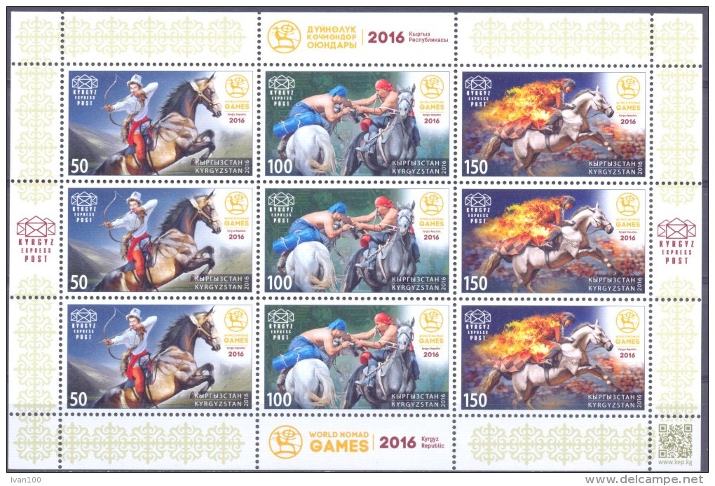 2016. Kyrgyzstan,World Nomad Games,  Sheetlet, Mint/** - Kirghizistan