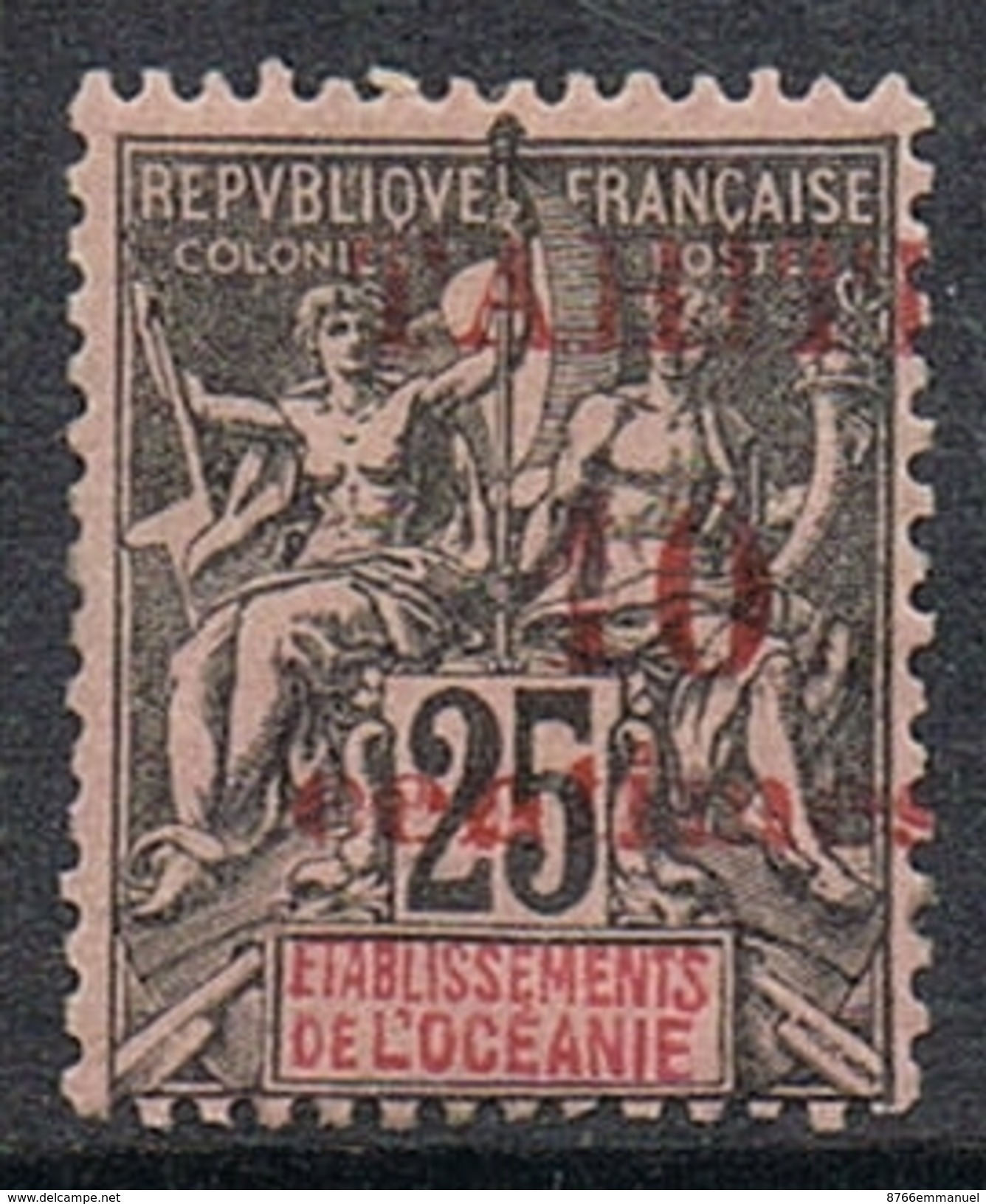 TAHITI N°31 N*  Variété Surcharge Déplacée - Unused Stamps