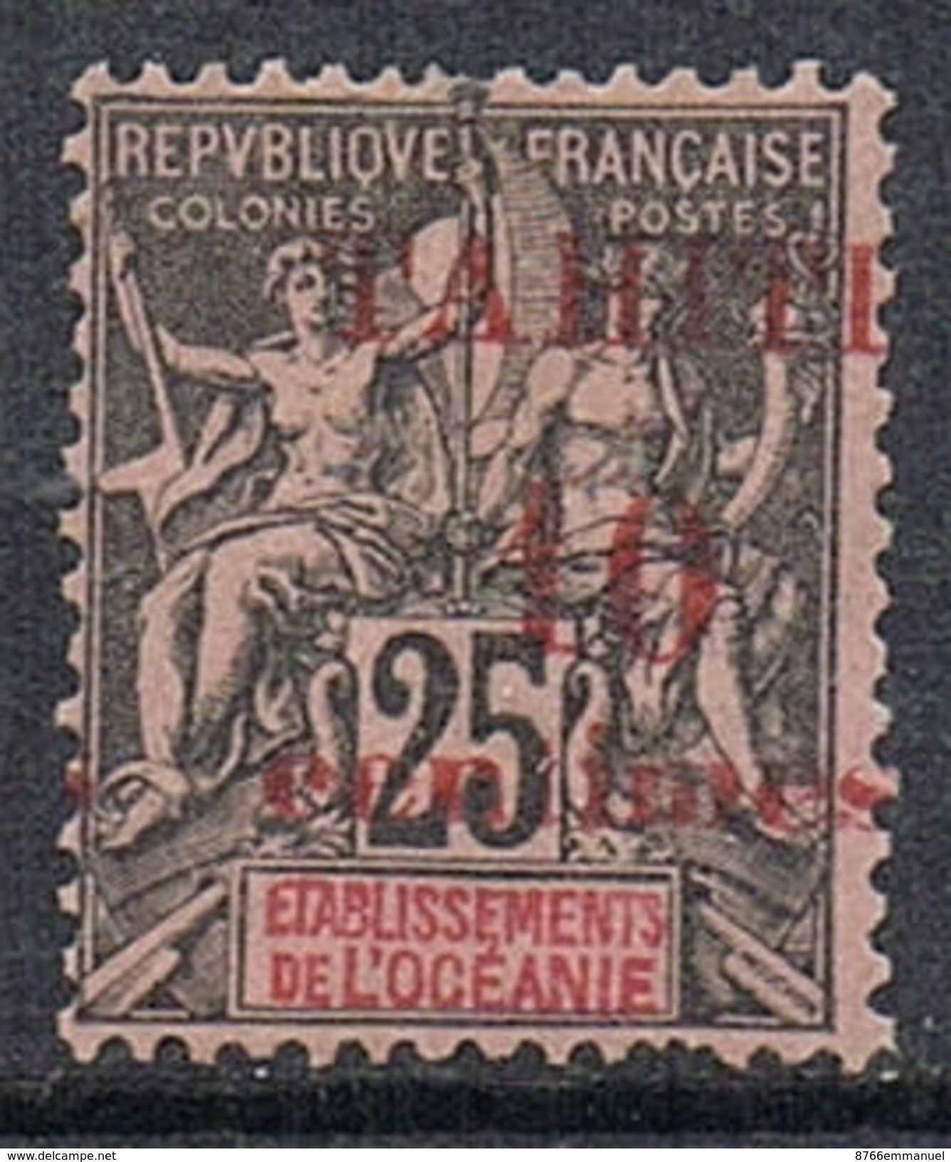 TAHITI N°31 N*  Variété Surcharge Déplacée - Unused Stamps