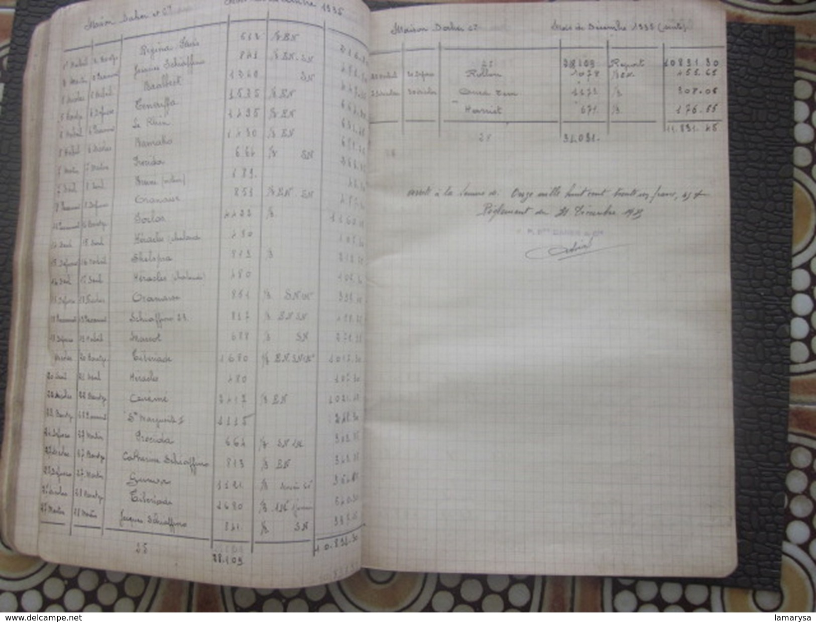 Pilotage Port-Saint-Louis-du-Rhone Relevé Factures 1935-36 Compagnie Maritime Noms Navires Dates-Bill of Lading-Registre