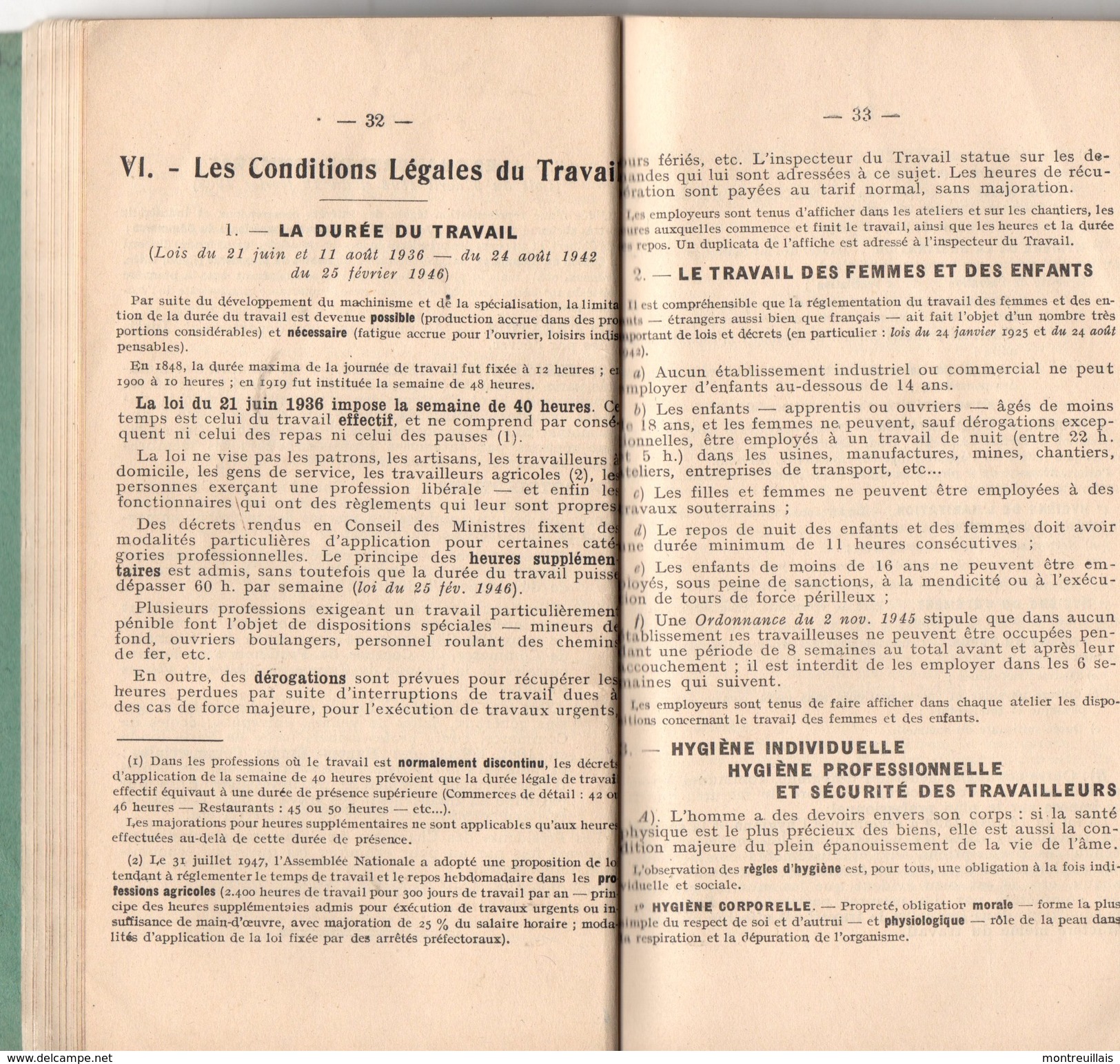 Petit Fasicule De 138 Pages, De 1947, Précis De Législation Du Travail Et D'instruction Civique Par NEGRE - Droit