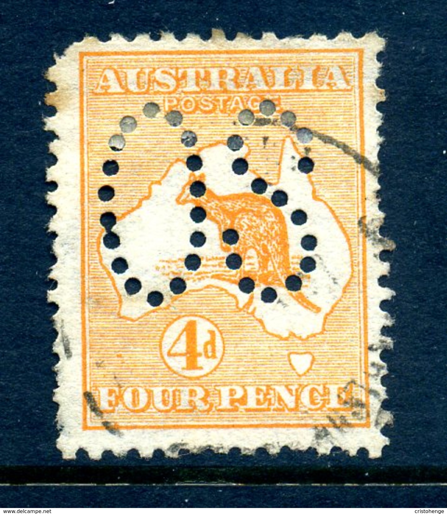 Australia 1913 KGV Roos - Official - Large OS - 4d Orange Used (SG O6) - Service