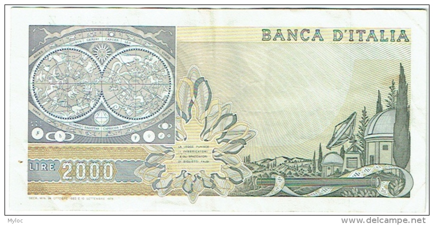 Billet : 2000 LIRE Duemila. Banca D'Italia. 1983. - 2000 Lire