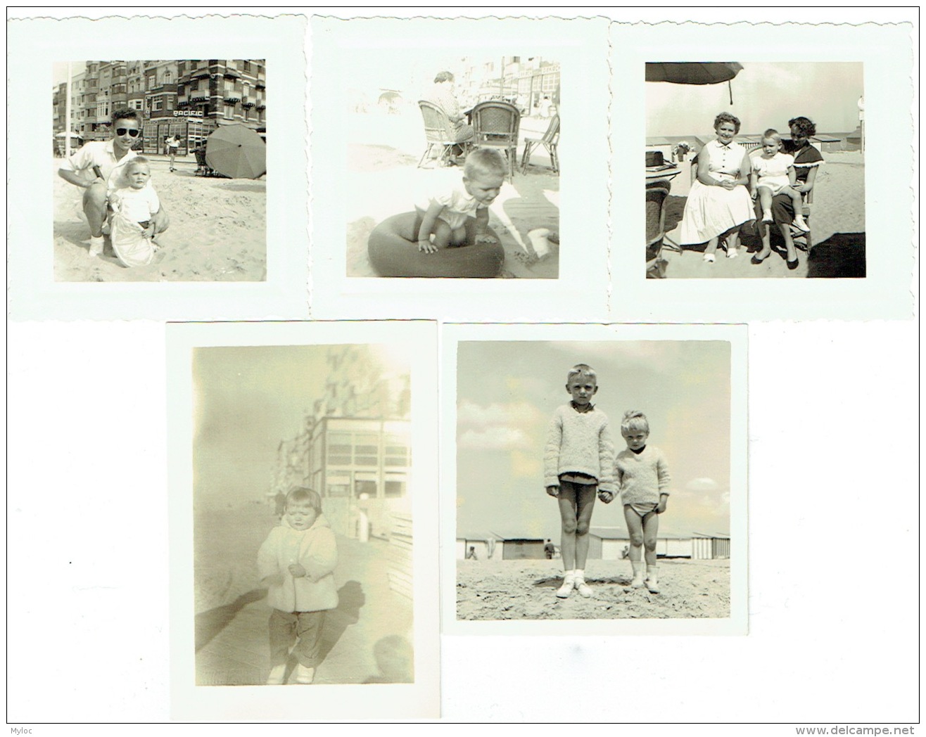 Foto/Photo. Littoral Belge. Scènes De Plage Avec Enfants.  Lot De 5 Photos. - Lieux