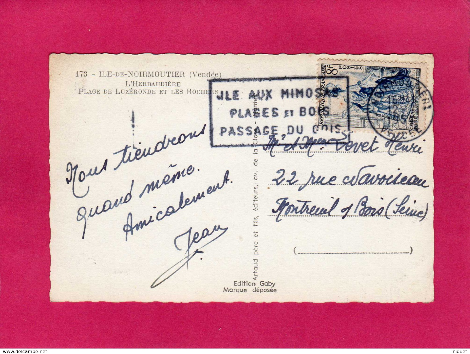 85 VENDEE, ILE DE NOIRMOUTIER, L'Herbaudière, Plage De Luzéronde,1954, (Gaby) - Ile De Noirmoutier