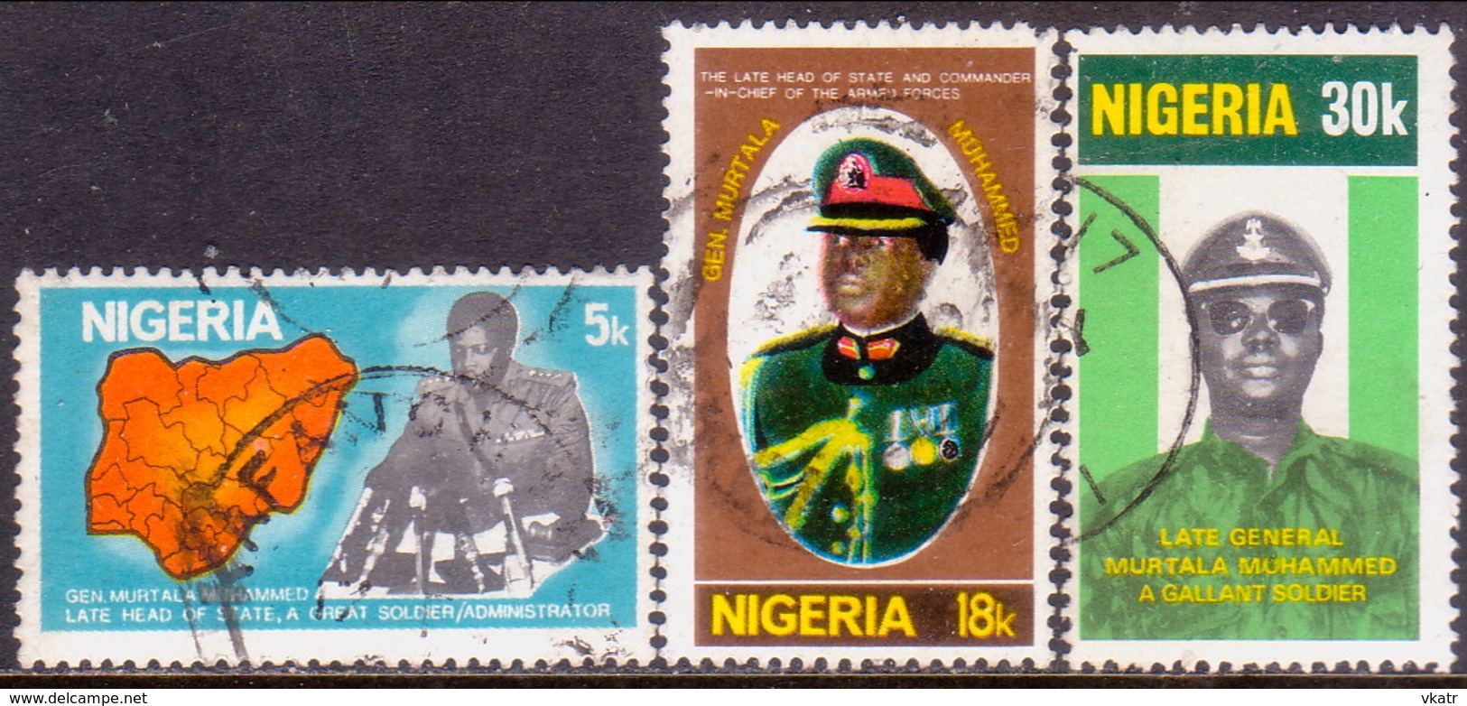 NIGERIA 1977 SG #366-68 Compl.set Used First Death Anniv Of General Muhammed - Nigeria (1961-...)