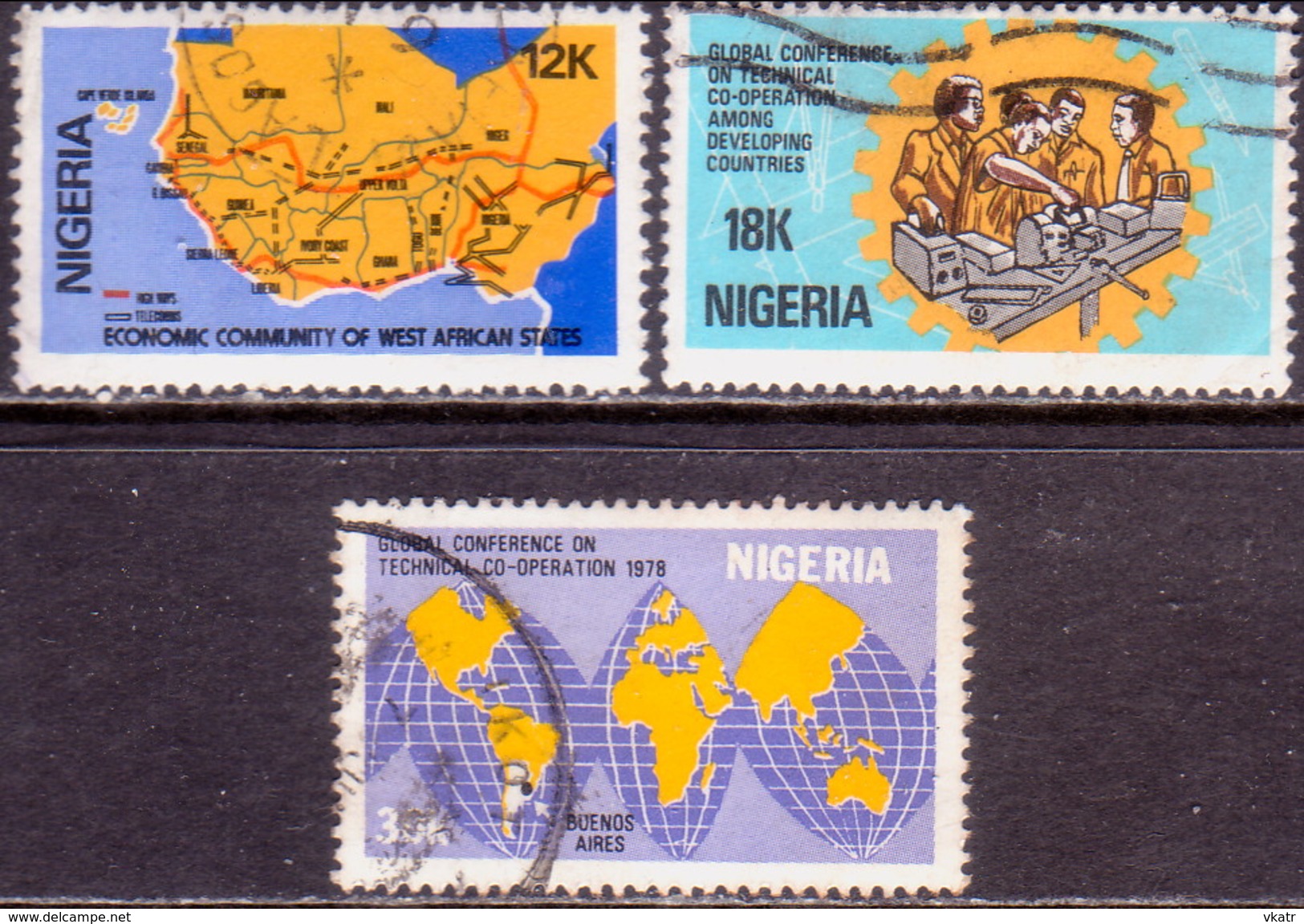 NIGERIA 1978 SG #377-79 Part Set Used Only 5k Missing Technical Co-operation - Nigeria (1961-...)