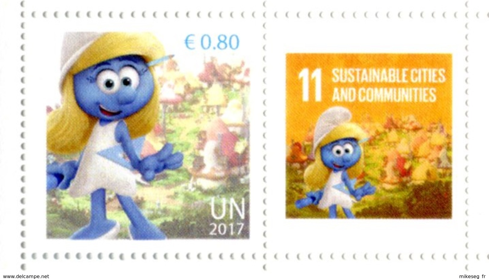 ONU Vienne 2017 - Détaché De Feuille De Timbres Perso - Inter.day Of Happiness Smurfs ** - Unused Stamps