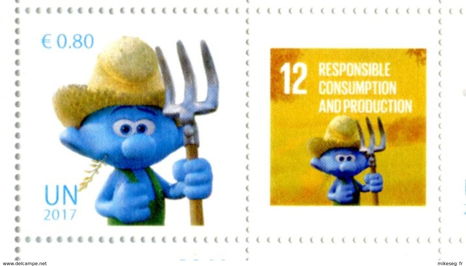 ONU Vienne 2017 - Détaché De Feuille De Timbres Perso - Inter.day Of Happiness Smurfs ** - Ongebruikt