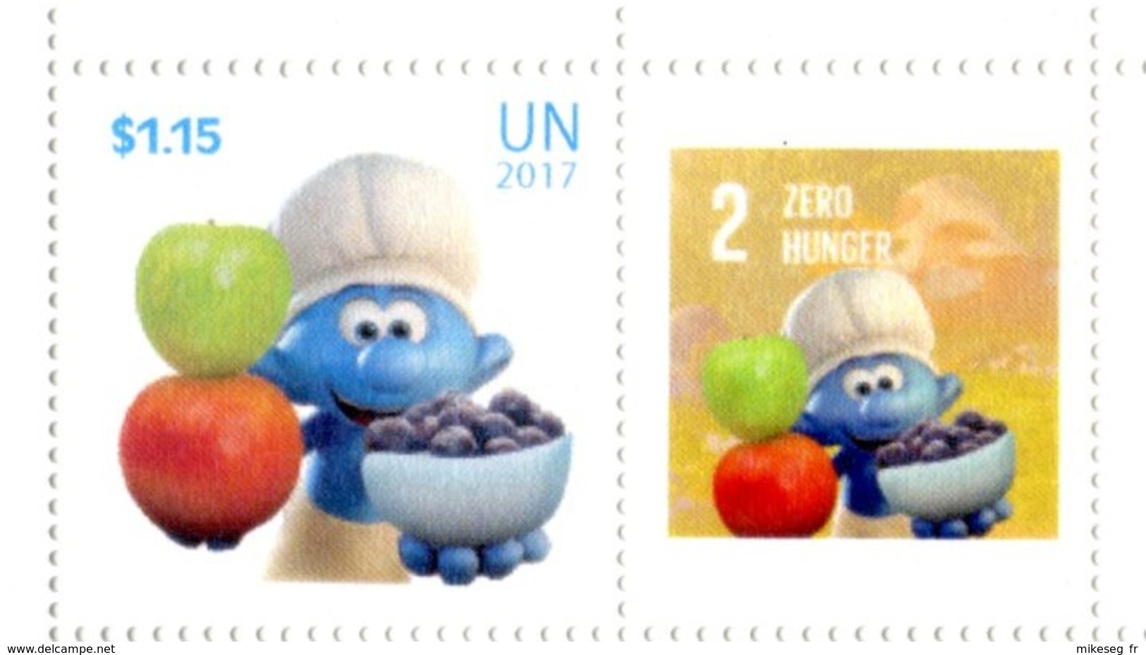 ONU New-York 2017 - Détaché De Feuille De Timbres Perso - Inter.day Of Happiness Smurfs ** - Neufs