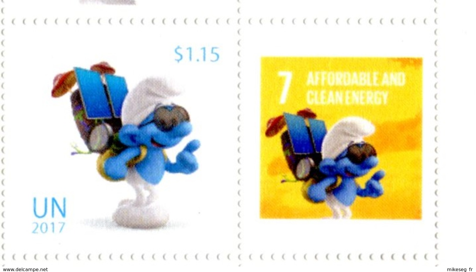 ONU New-York 2017 - Détaché De Feuille De Timbres Perso - Inter.day Of Happiness Smurfs ** - Neufs