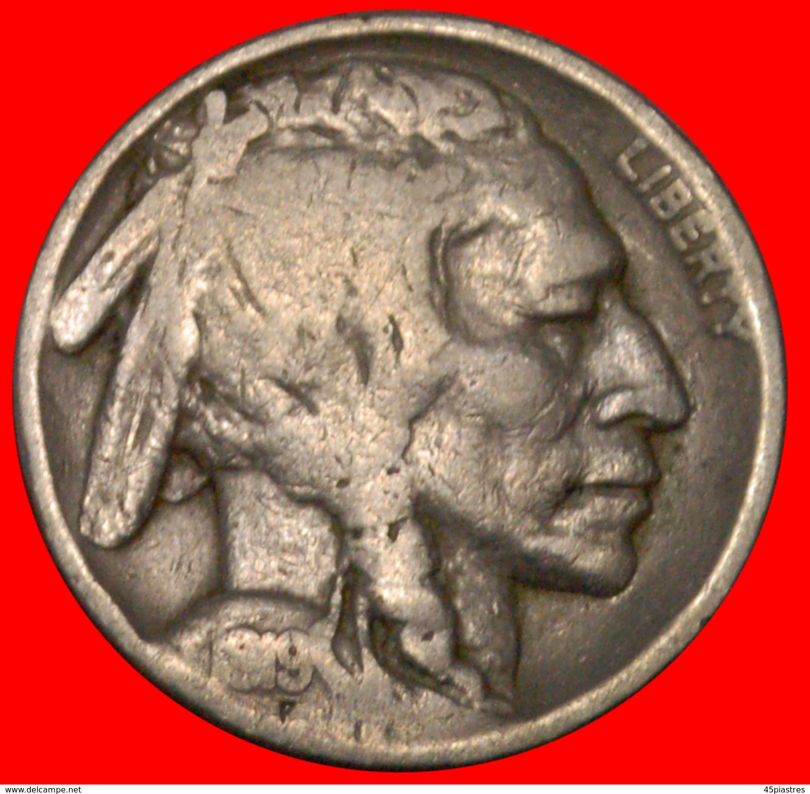 § INDIAN HEAD: USA &#x2605; 5 CENTS 1919! LOW START&#x2605; NO RESERVE! Buffalo "Black Diamond" (1893-1915) - 1913-1938: Buffalo