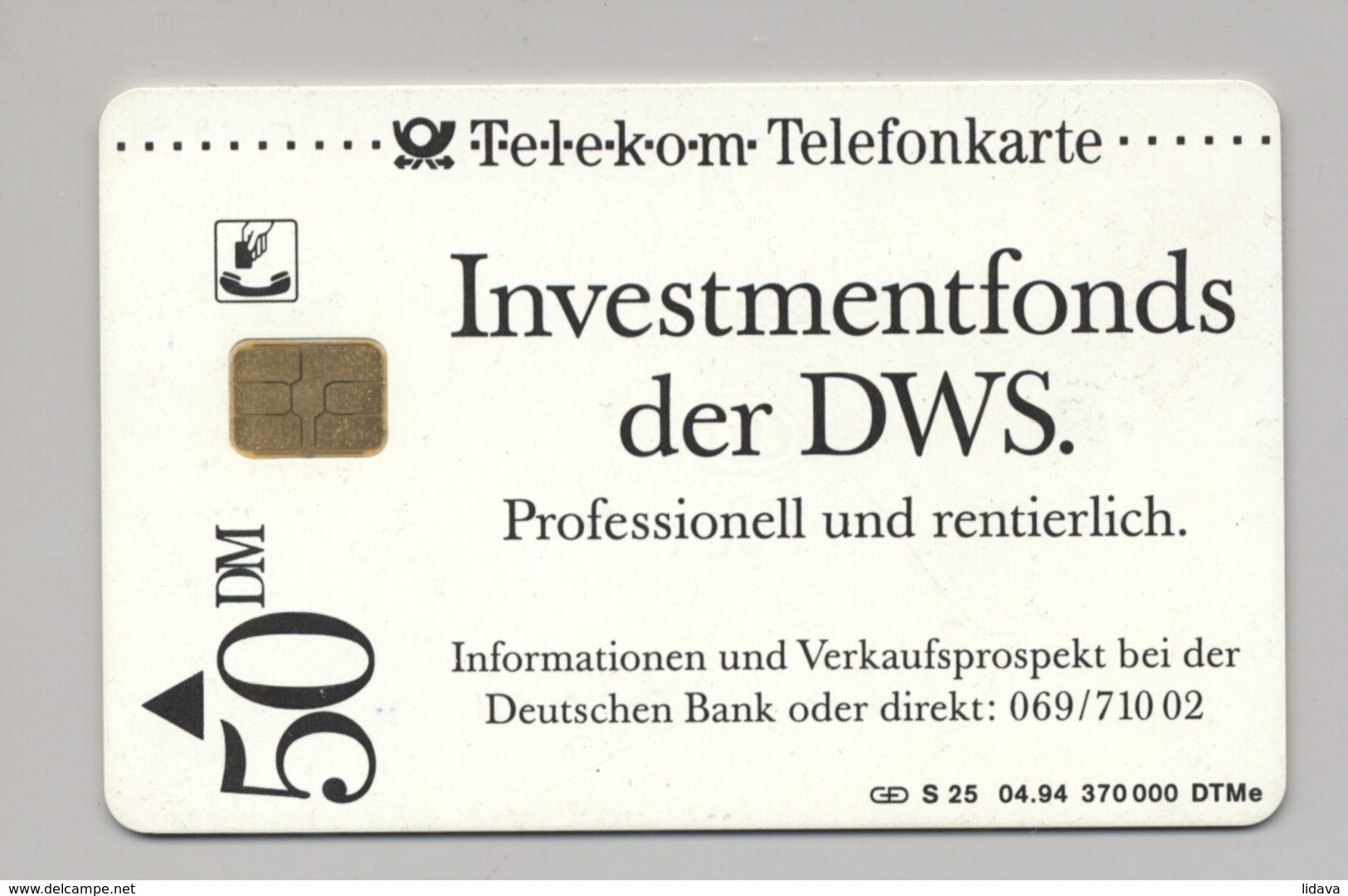 GERMANY Deutsche Telekom Telefonkarte Phonecard Telecard Chip Card 50DM S 25 04 94 - S-Series : Tills With Third Part Ads