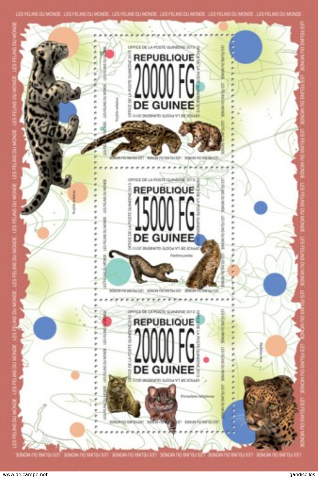 GUINEA 2013 SHEET WILD CATS CHATS SAUVAGES FELINS FELINES FELINOS RAUBKATZEN FELINI WILDLIFE Gu13512a - Guinea (1958-...)