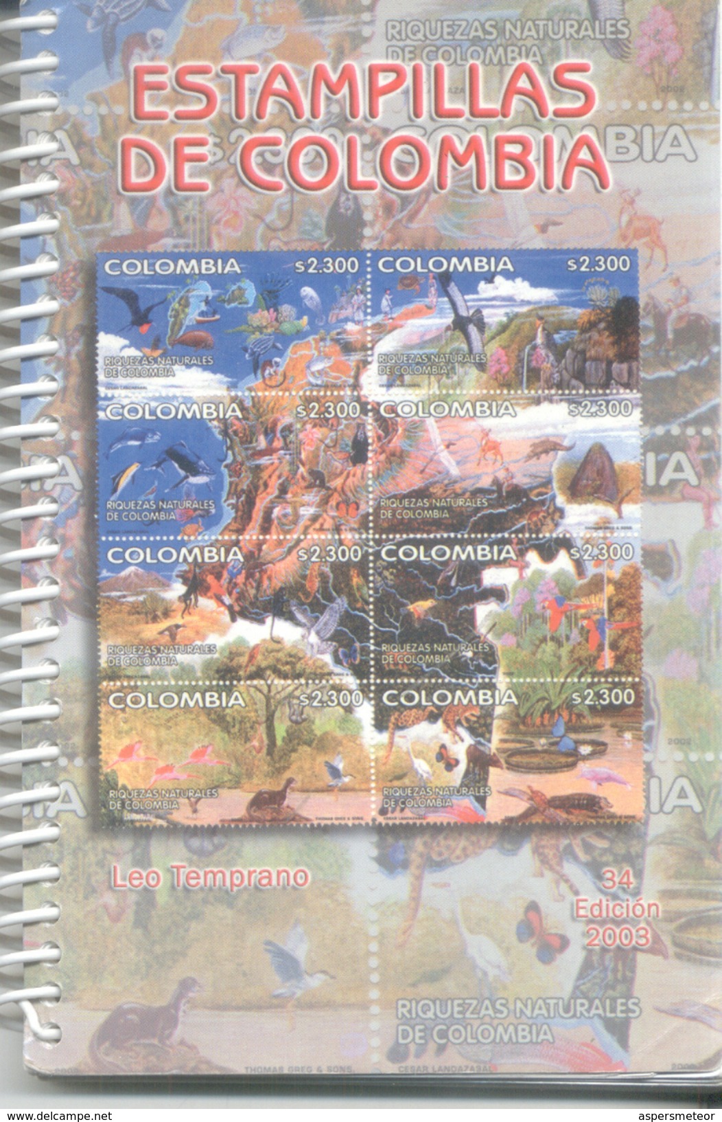 CATALOGO DE ESTAMPILLAS DE COLOMBIA LEO TEMPRANO AÑO 2003 A COLORES 238 PAGINAS - Luchtpost & Postgeschiedenis