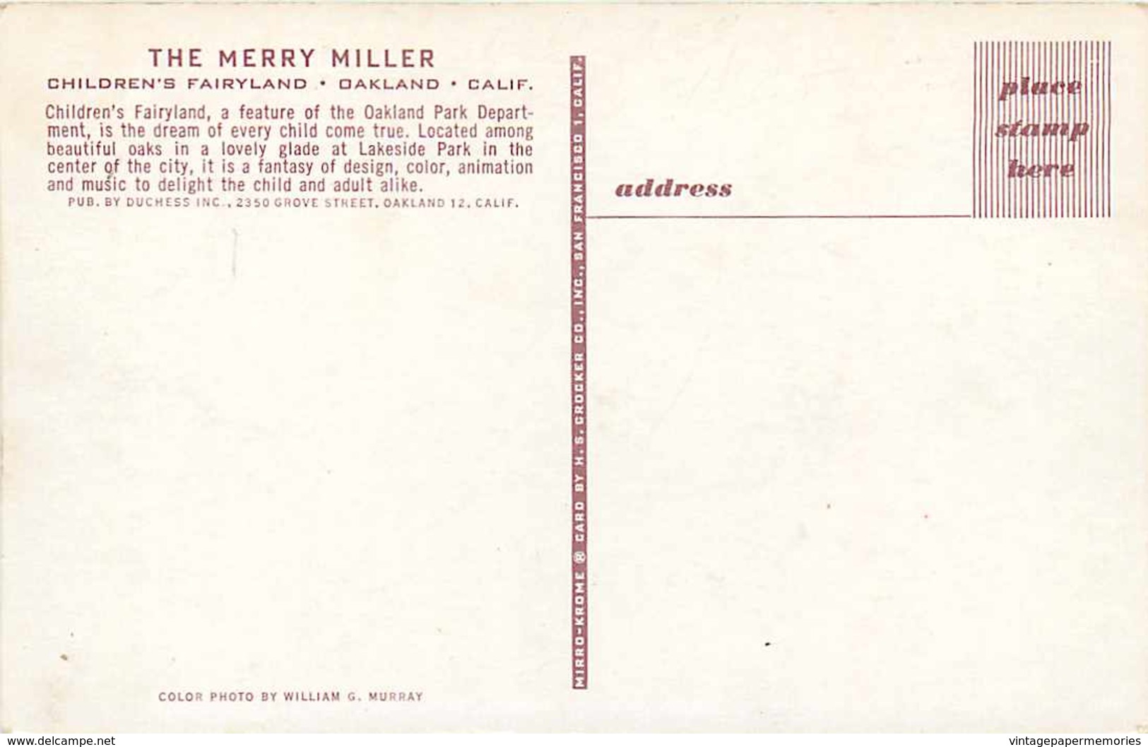 273147-California, Oakland, Children's Fairyland, The Merry Miller, Duchess By HS Crockett - Oakland
