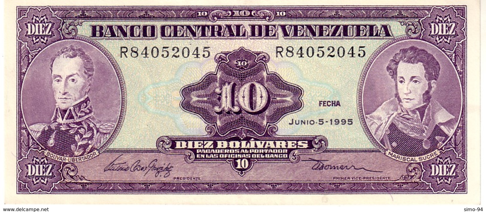 Venezuela P.61d 10 Bolivares 1995 Aunc - Venezuela