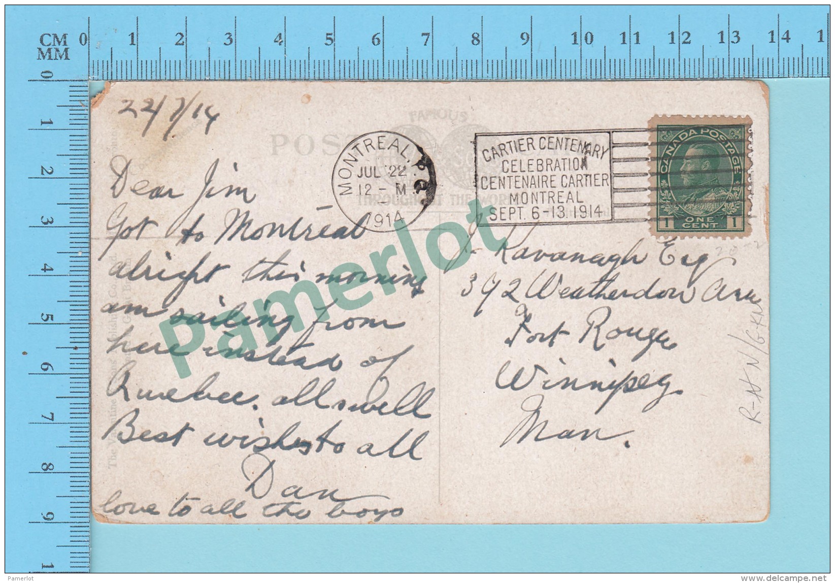 Manitoba Canada Blasons Shild - Main Street Winnipeg, Used In 1914+ Stamp, R.F.  Gutzman: E=$30.00, Cir:1913 - Andere & Zonder Classificatie