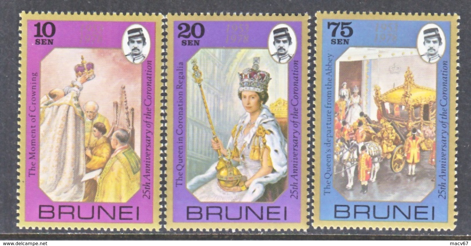 BRUNEI  229-31  **  Q.E. II  CORONATION - Brunei (...-1984)