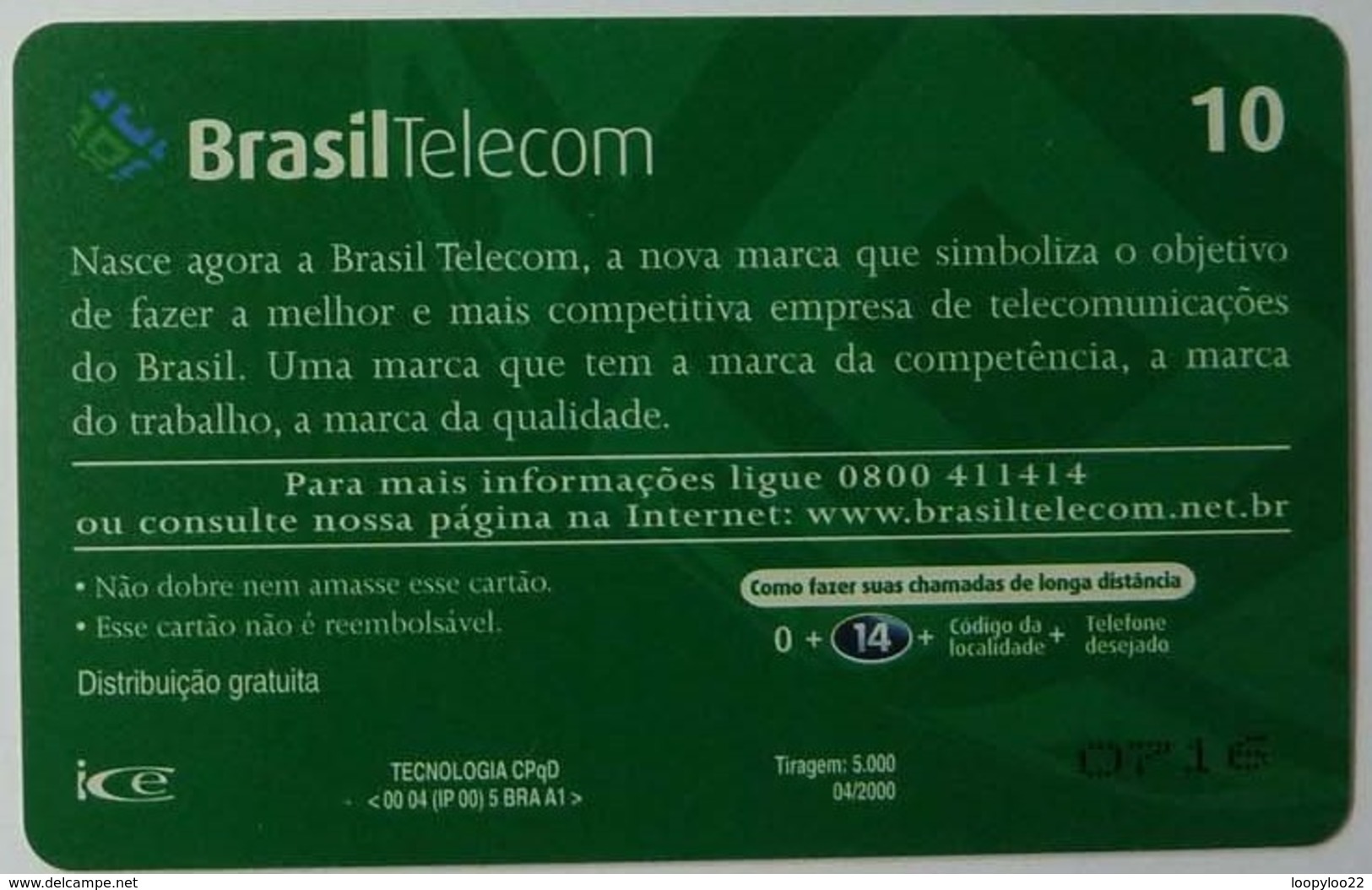 BRASIL / BRAZIL - Trial - Inductive - A Nova Marca Das Telecommunicacoes - 10 Units - Brasilien