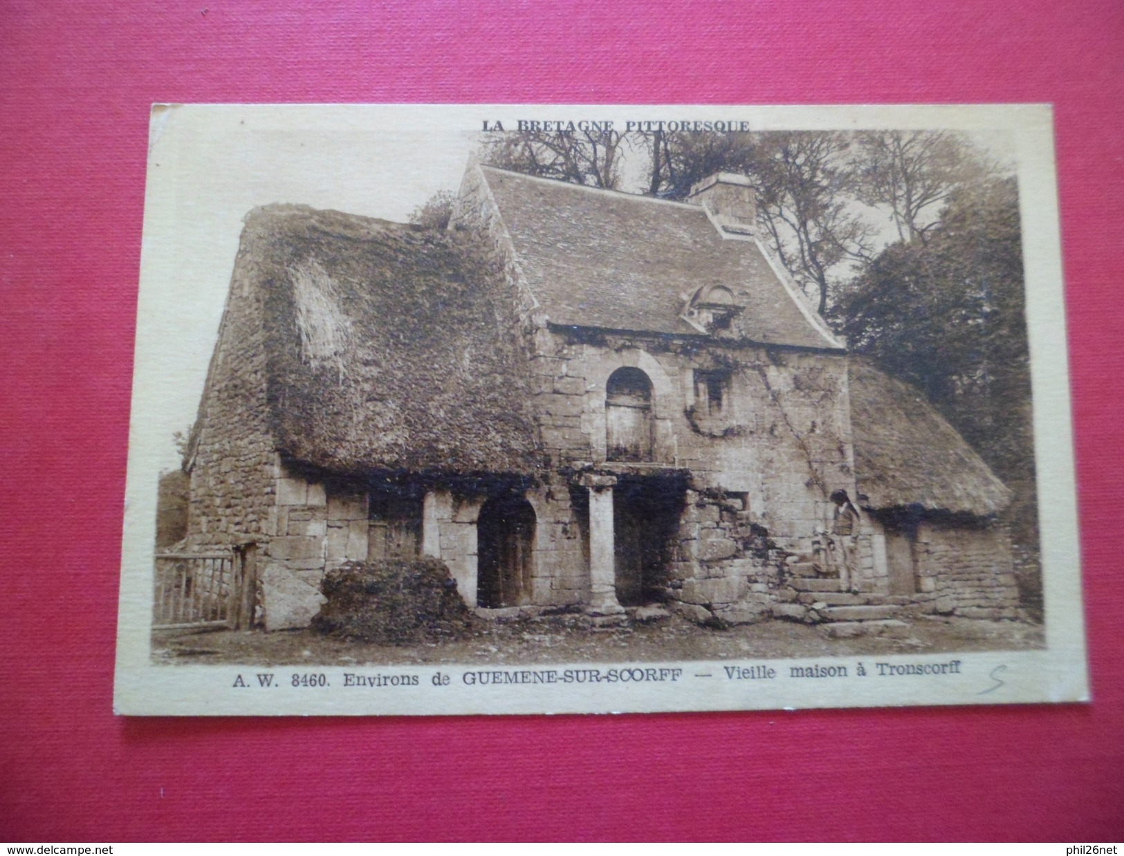 CPA Photo Dos Divisé Edition Waron André Saint Brieuc N°8460   Vieille Maison à Tronscorff (Guemené) écrite B/TB - Guemene Sur Scorff