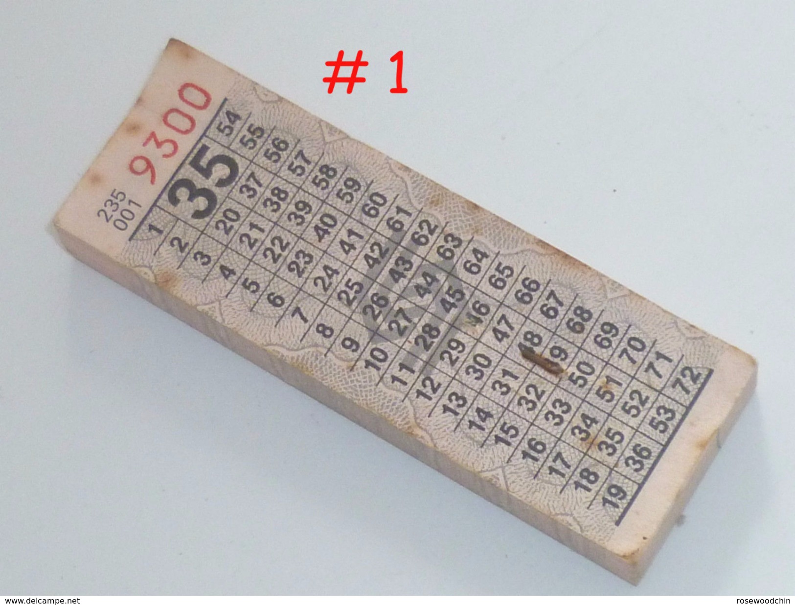 1970s' 100 Pcs Bundle Of Sequential Singapore Bus Services SBS Old Bus Ticket 35 Cents  (#1) - Mundo