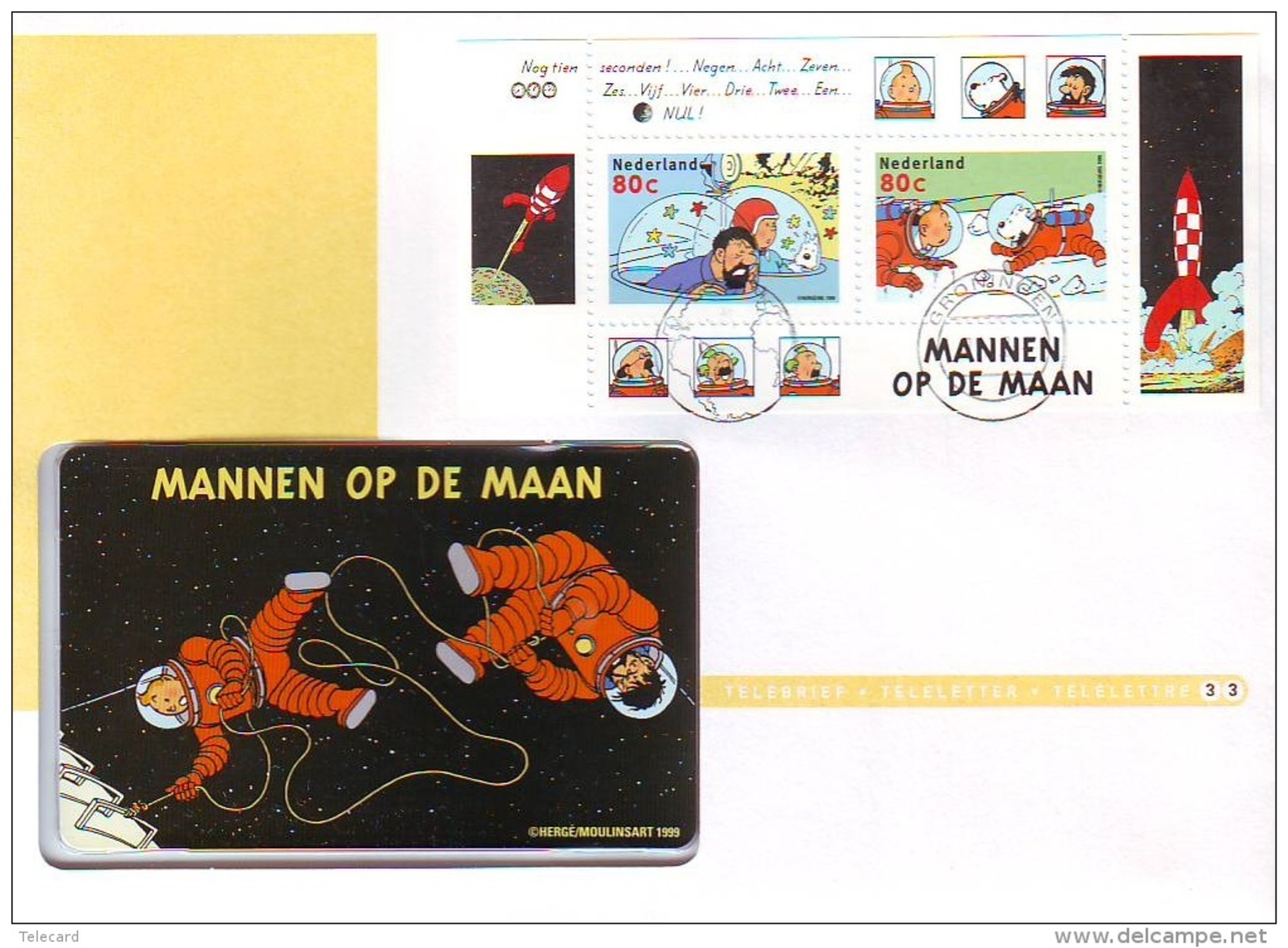 NEDERLAND * TELEBRIEF * TELELETTER * TINTIN  Nr. 33 * CHIPCARD MINT * ONGEBRUIKT  + POSTZEGELS STAMPS  * KUIFJE - Private