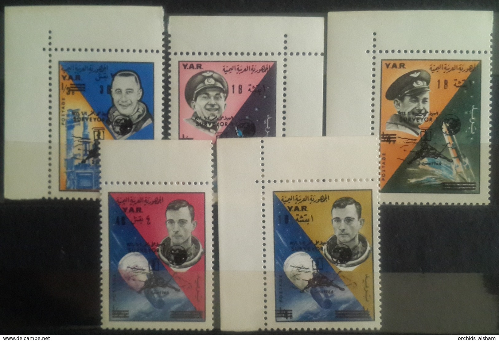 V25 - Yemen Arab Republic 1966 Mi. 514/518 Complete Set 5v. MNH - Space Ship SURVEYOR 1 Astronauts - Yemen