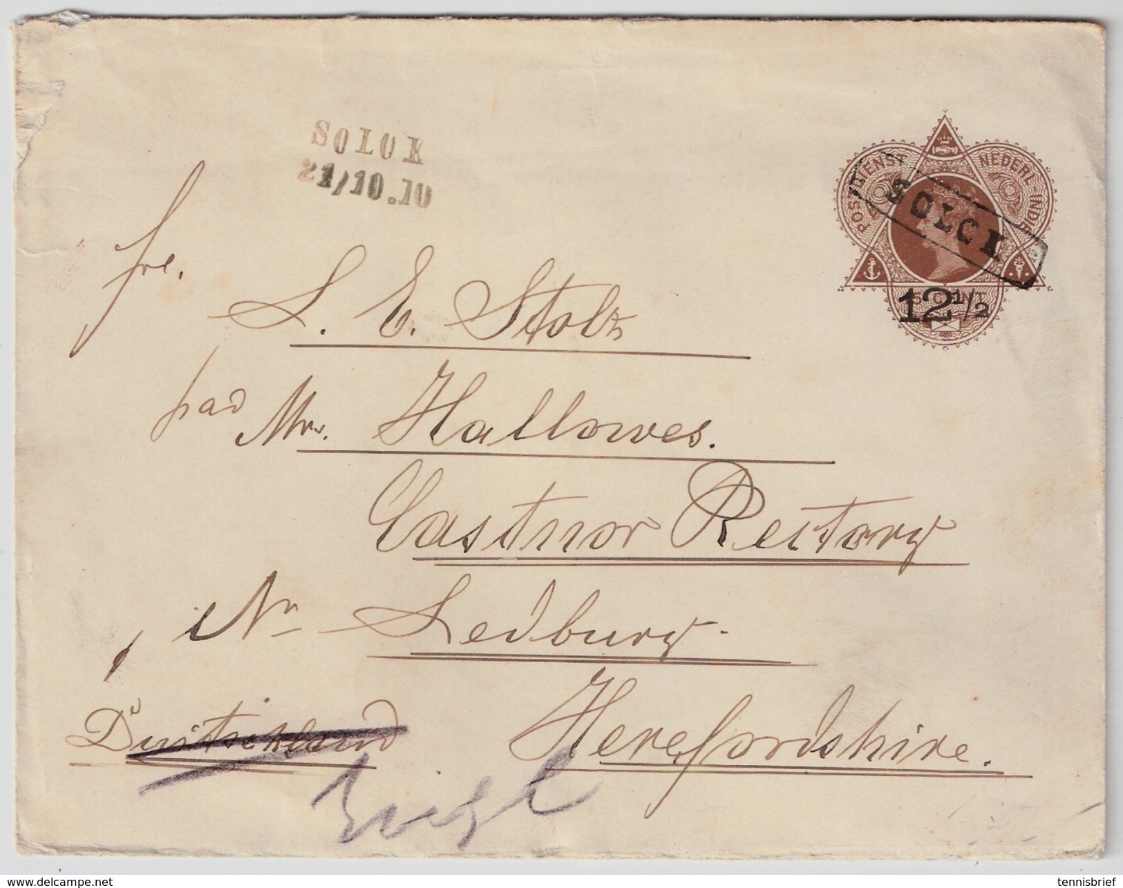 1910, Scarce " SOLOK " Cancel  , #7930 - Niederländisch-Indien