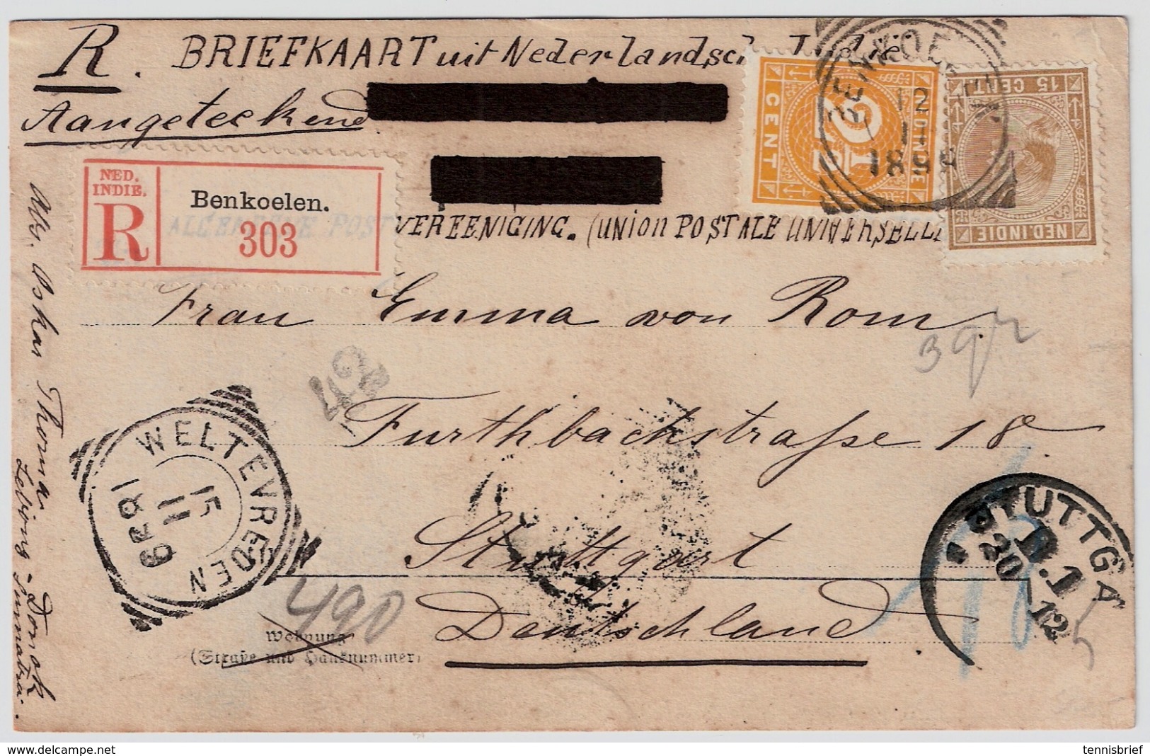 1899, Registered Postcard ! , #7931 - Niederländisch-Indien