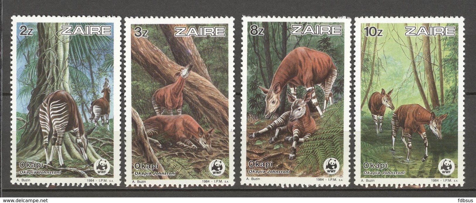 Serie 1984 Nrs 1253/56 ** - OKAPI - OKAPIA JOHNSTONI - COTE 13,00  EURO - WWF - A. BUZIN - Unused Stamps