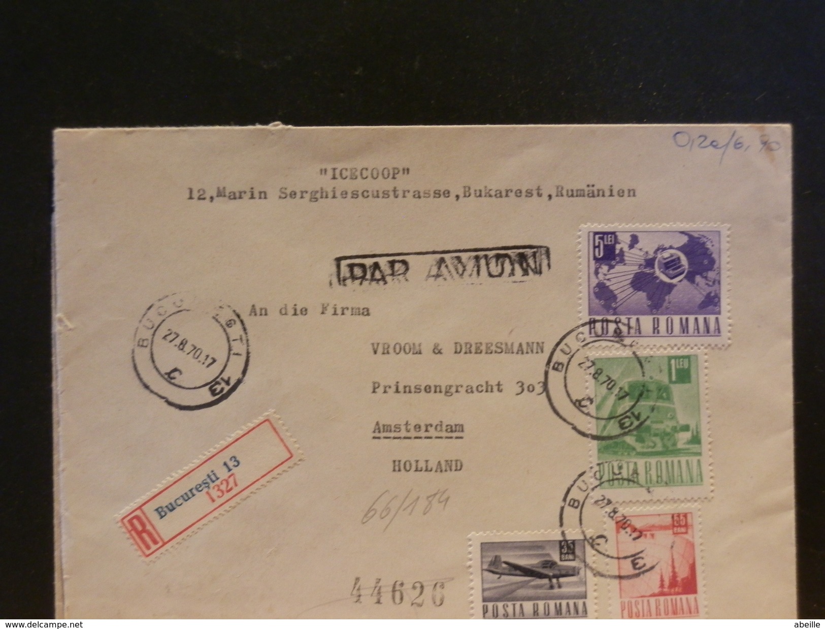 66/184  LETTRE ROUMANIE POUR LA HOLLANDE 1970 - Storia Postale