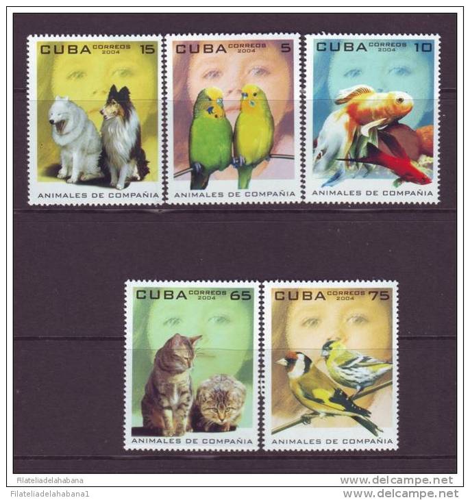 2004.128 CUBA 2004 CUBA ANIMALES DE  COMPAÑIA PERROS GATOS PECES AVES LOROS CAT FELINE DOG PARROT BIRD FISH MNH SET - Unused Stamps