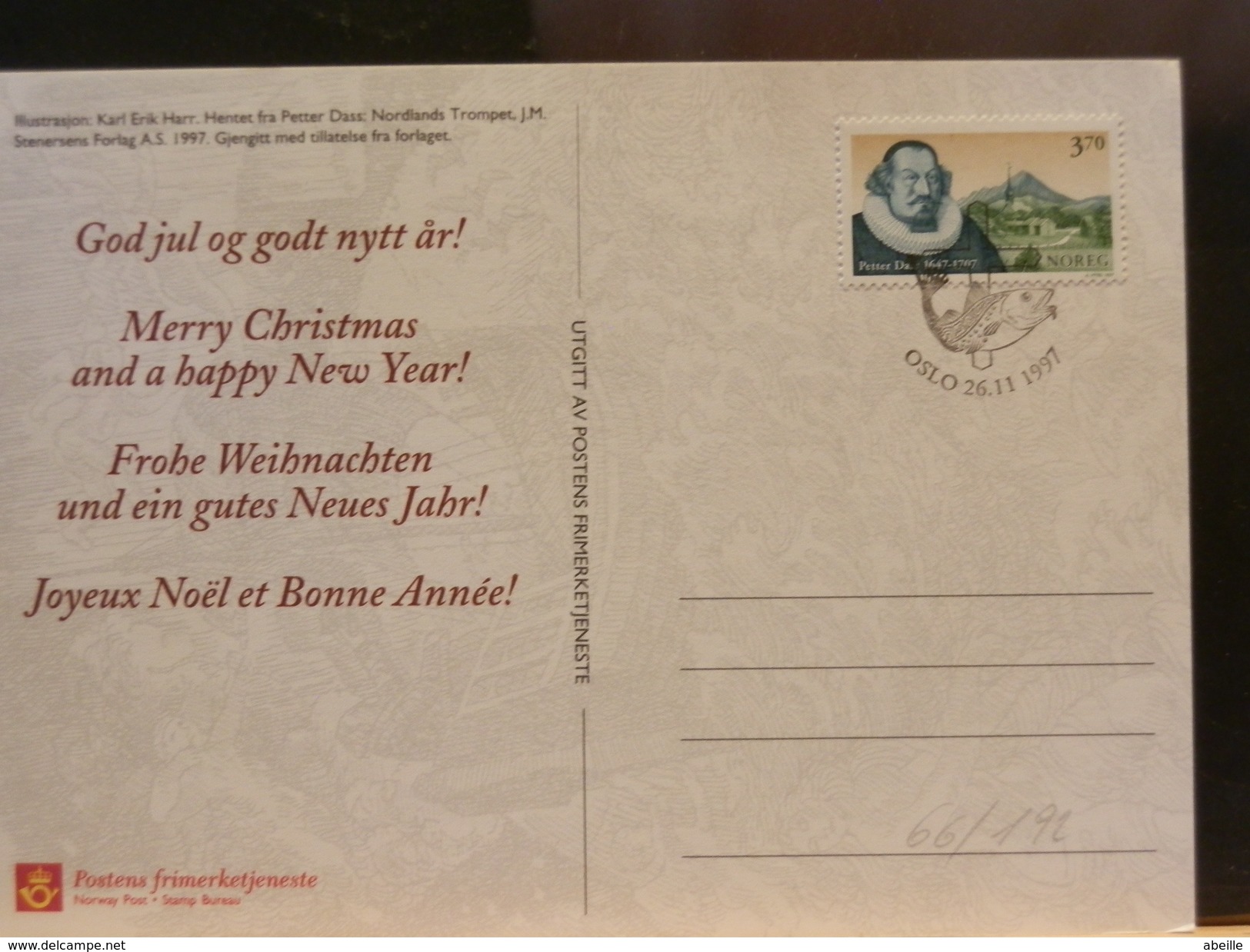 66/192    CP  NORGE 1997  MERRY CHRISTMAS - Ganzsachen