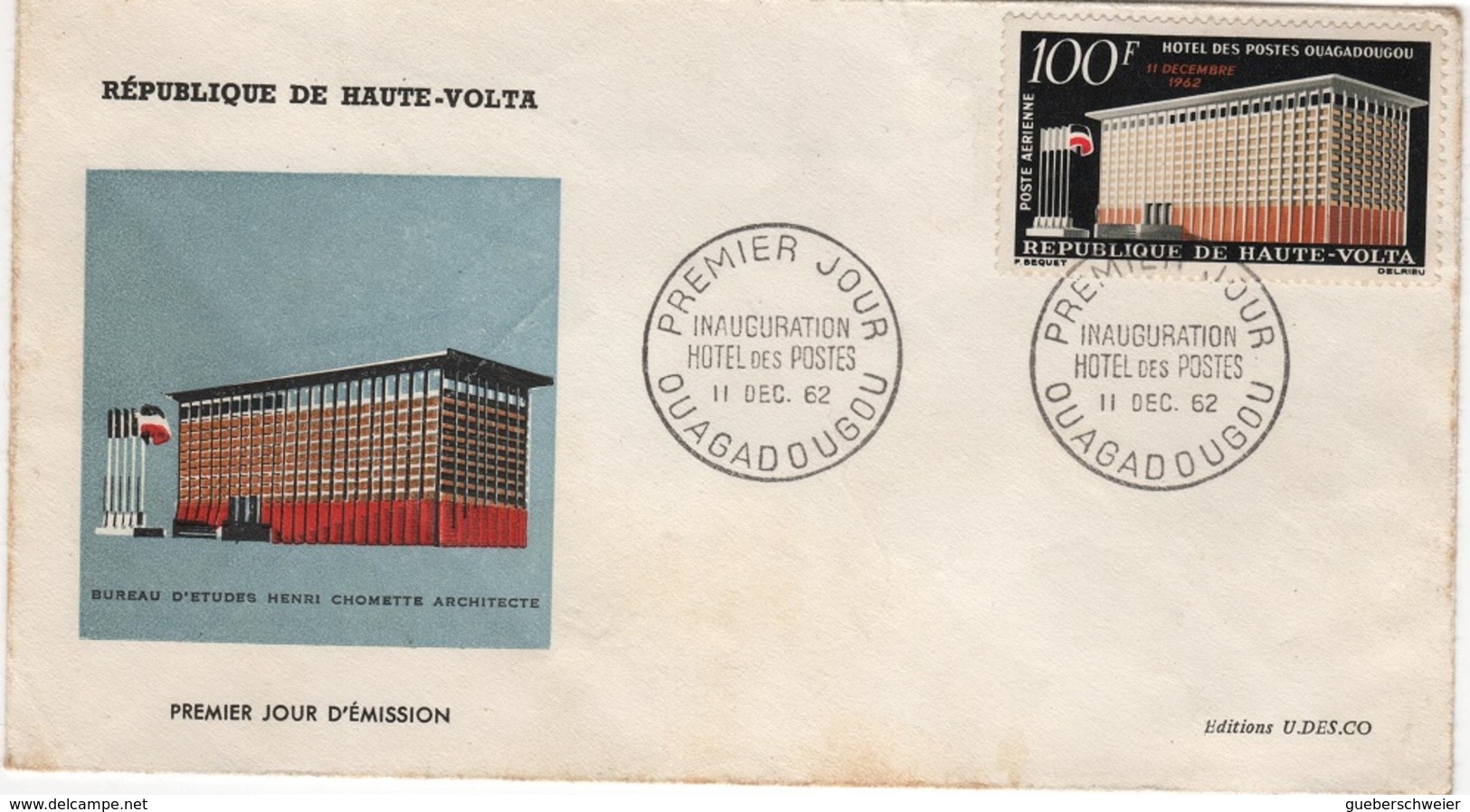 LA 117 - HAUTE-VOLTA FDC HOTEL DES PSOTES A OUAGADOUGOU 1962 - Haute-Volta (1958-1984)