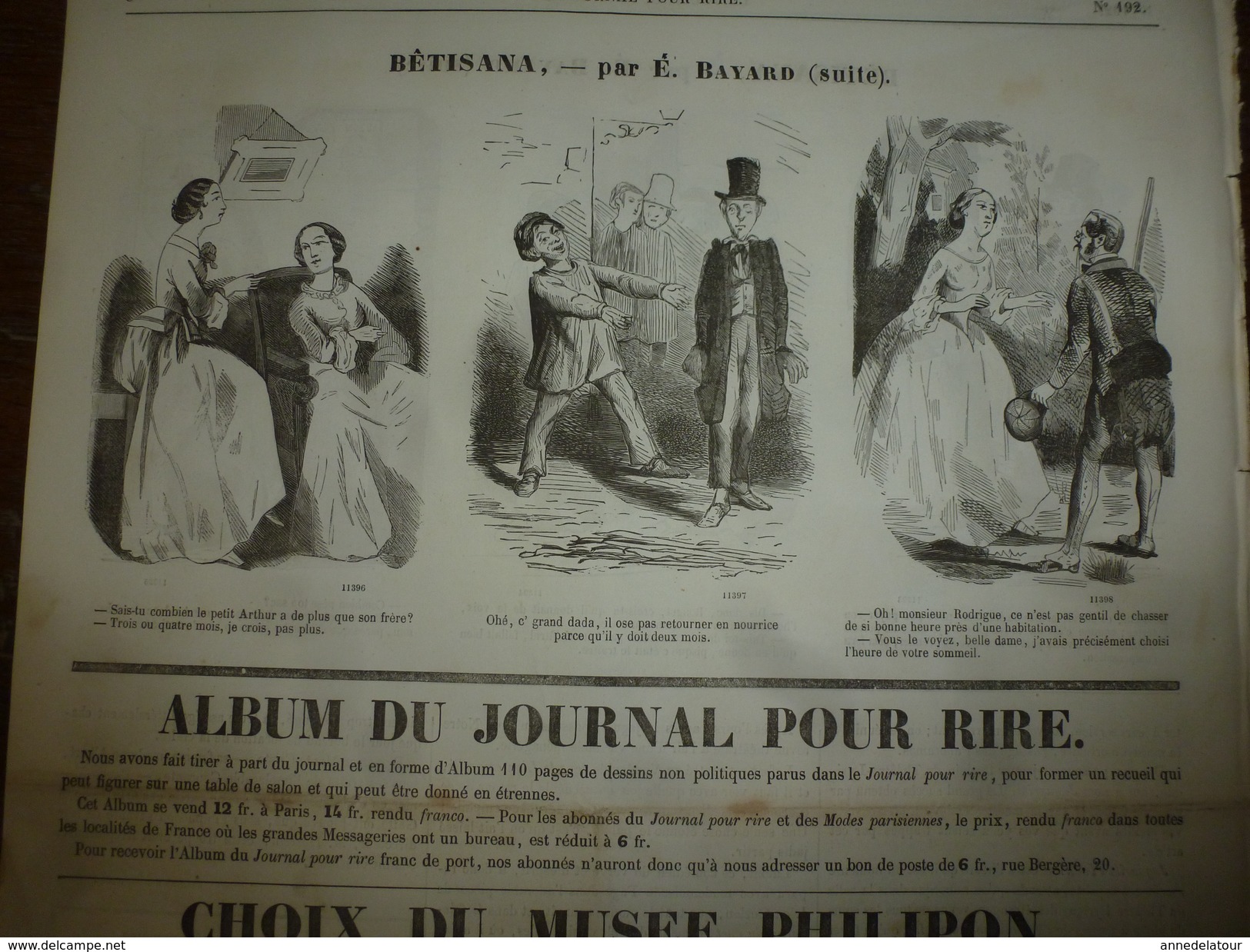 1855 Gravures etc:  Pot pourri (Bertall); BÊTISANA (Bayard); Toupiers (Randon);